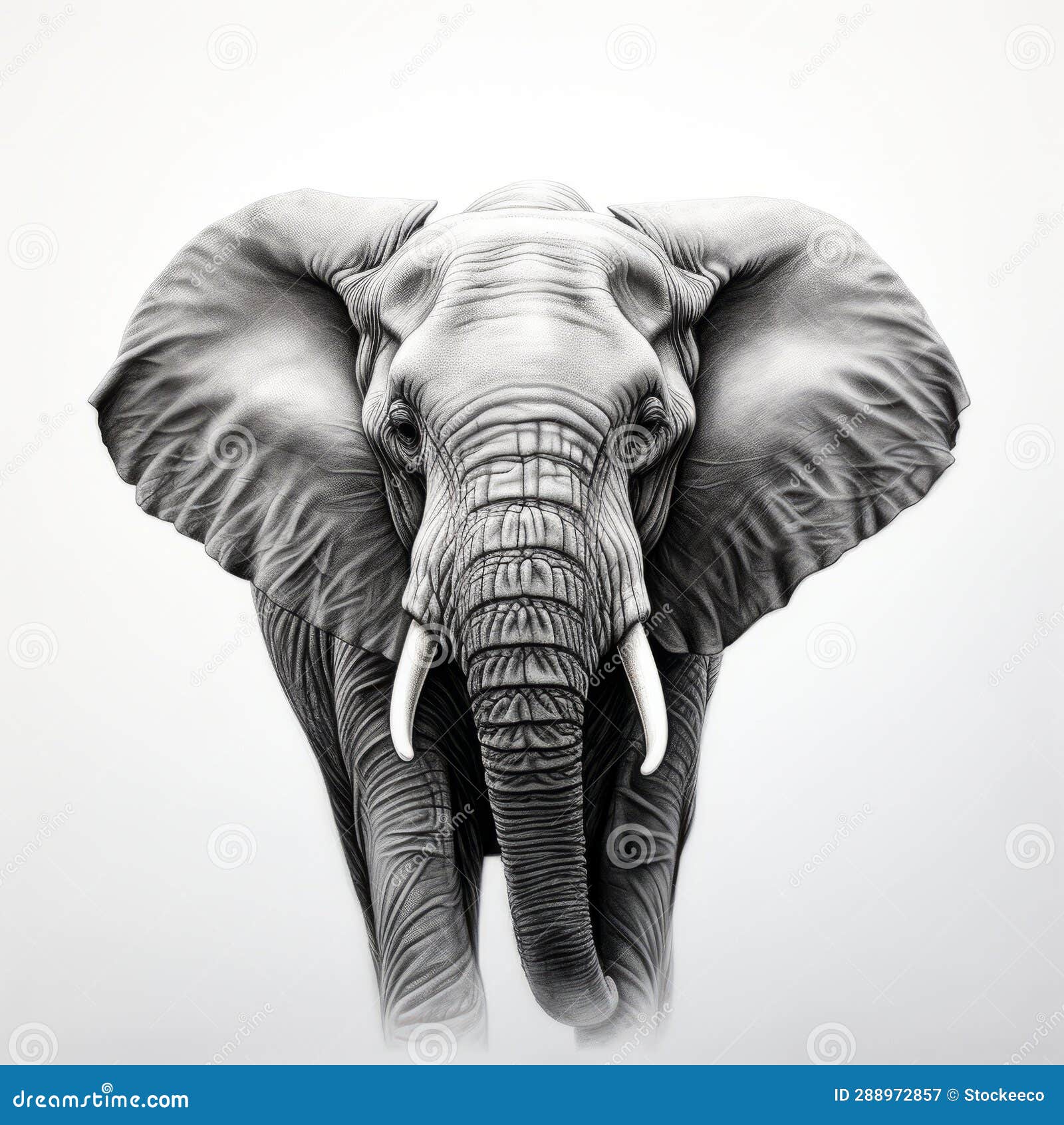 Hyper-realistic Elephant Portrait Tattoo Drawing in Black and White ...