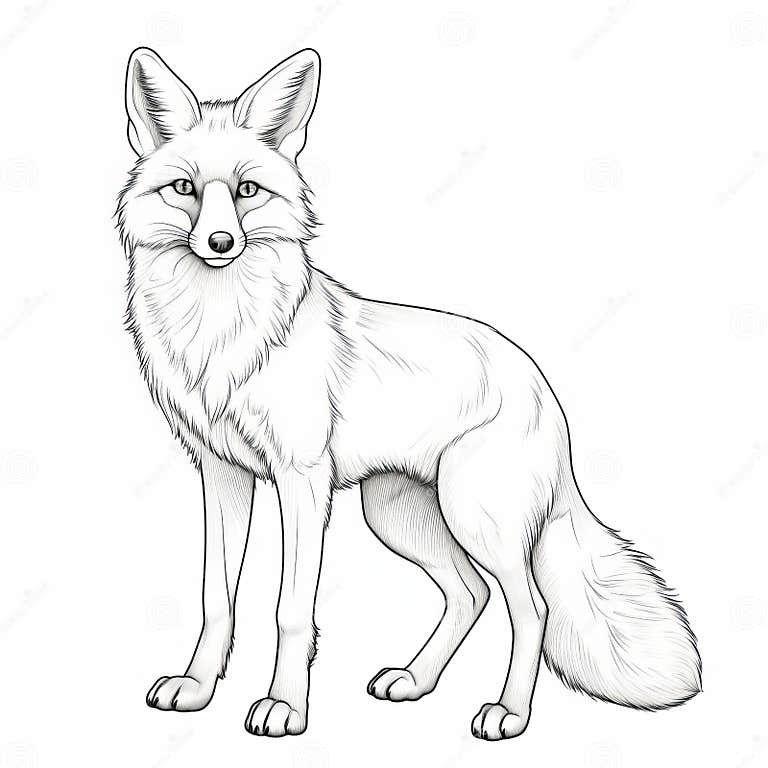 Hyper-realistic Fox Coloring Sheets with Caninecore and Stylized