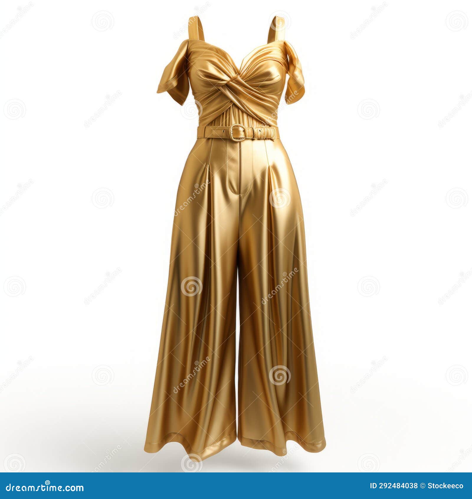 Hyper Realistic Gold Wide Leg Jumpsuit for Women - 1940s 1950s Style ...