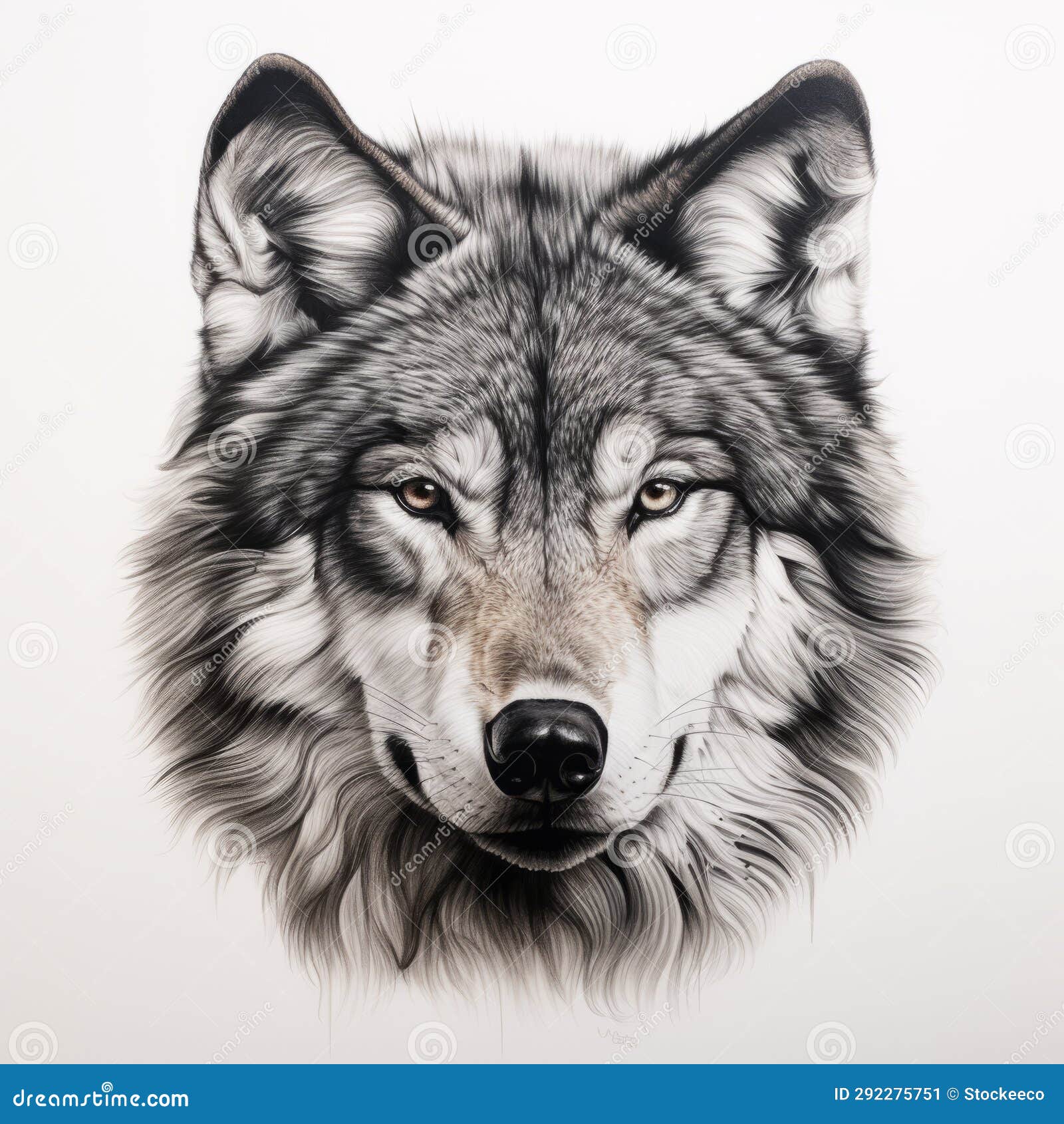 hyperrealistic wolf head painting with bold defined lines