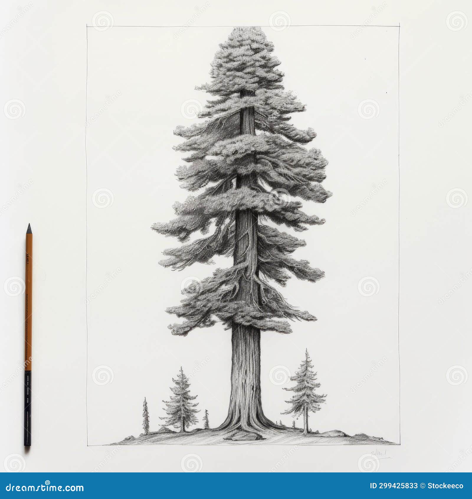 Buy Sequoia Tree Art, Pencil Drawing of a Giant Redwood Tree, Grey White  Wall Art, Tree Illustration, Zen Drawing by Michelle Dujardin, Online in  India - Etsy