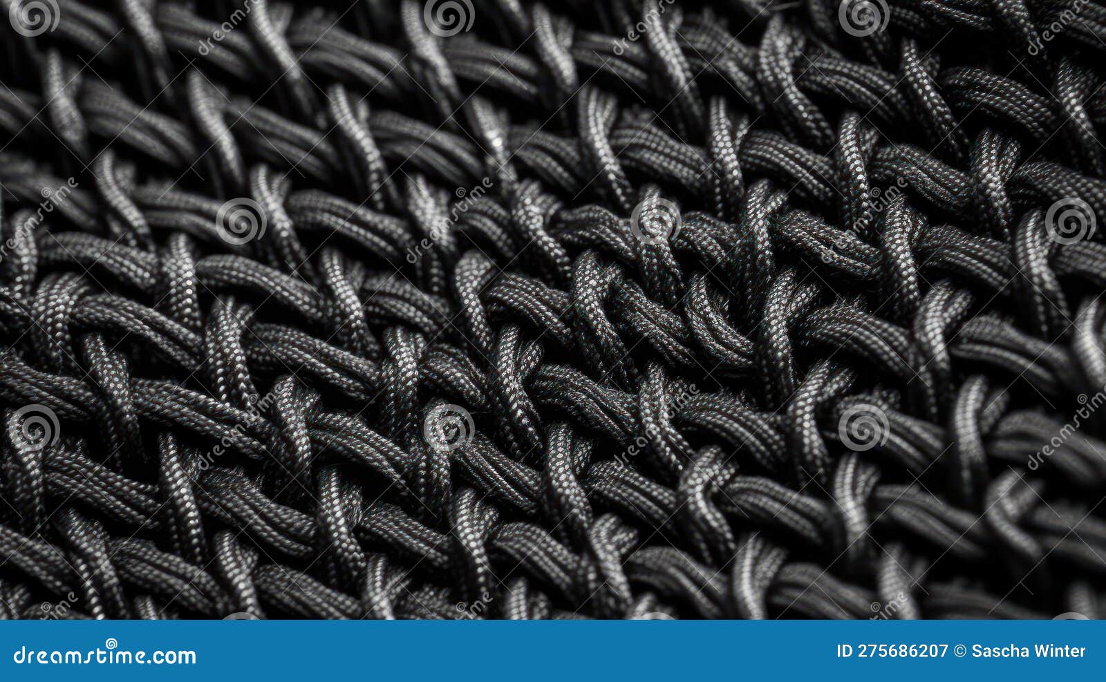 hyper-realistic texture of black wicker nylon material
