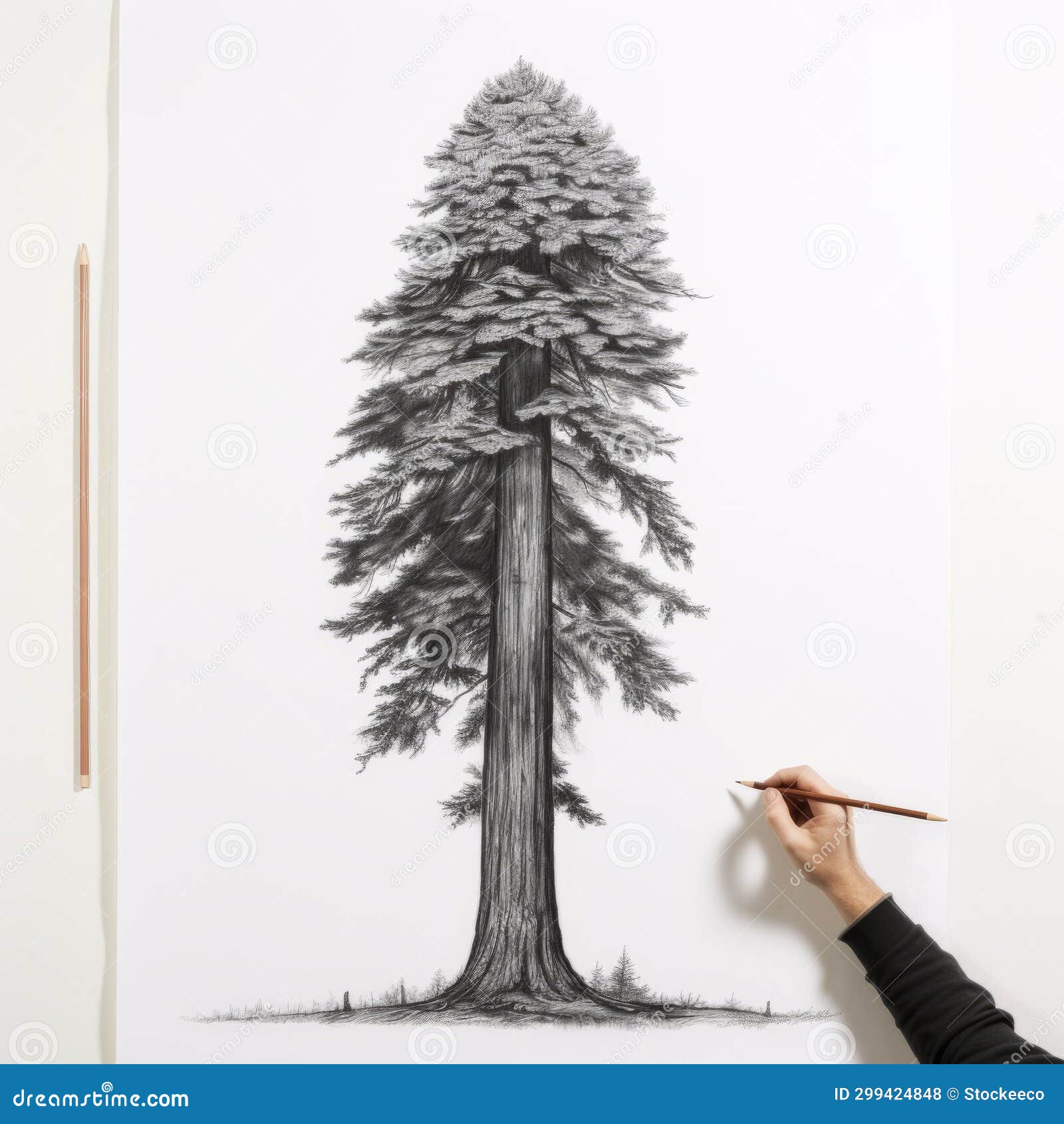 Hyperrealistic Tree Drawing Monochromatic Minimalism Inspired by