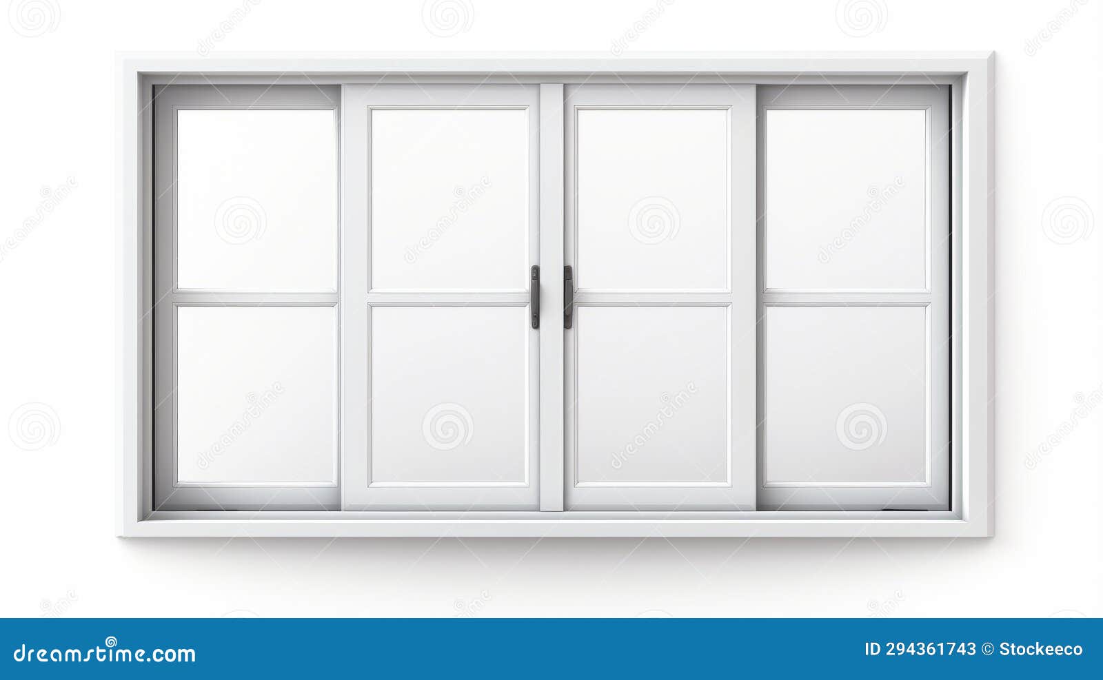 Hyperrealistic White Sliding Door Frame on White Background Stock