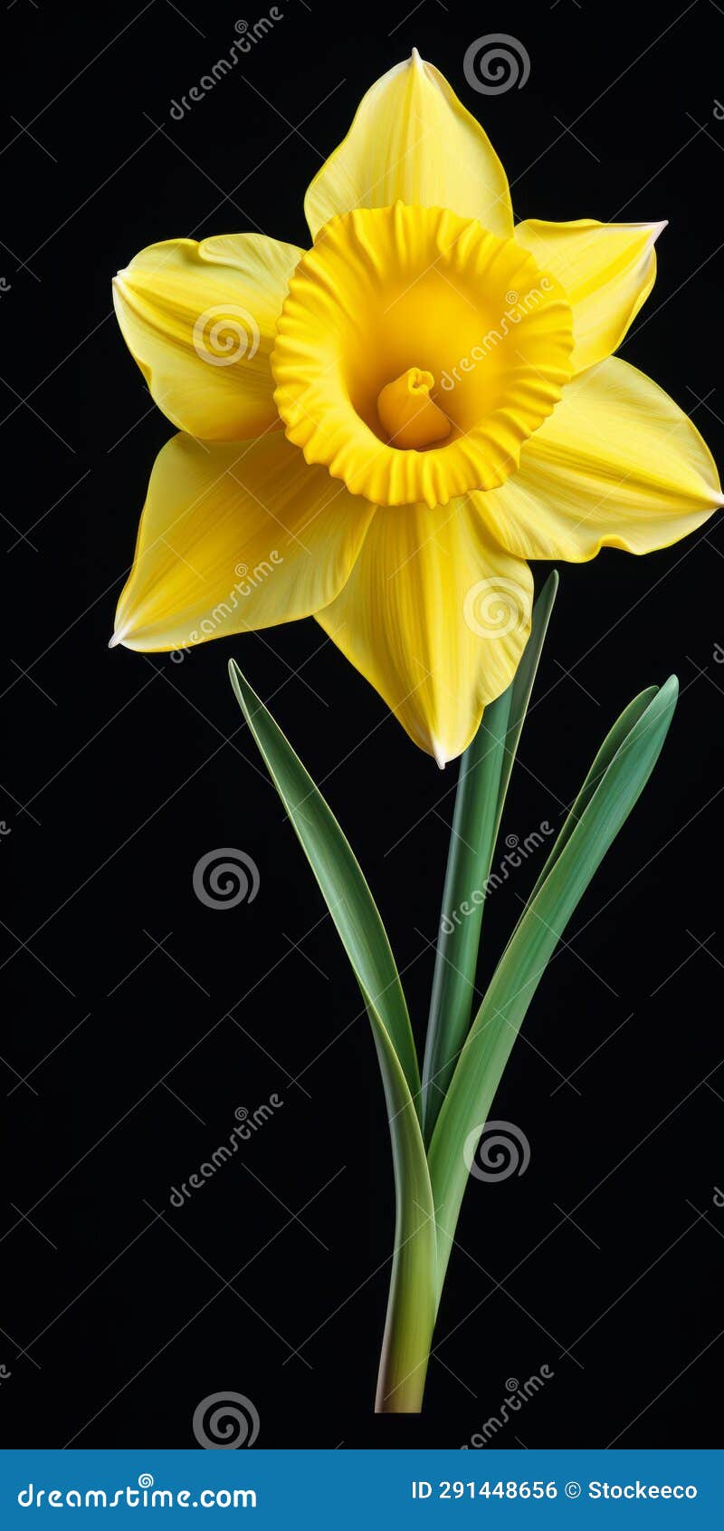 hyper realistic yellow daffodil with stem - uhd image for download
