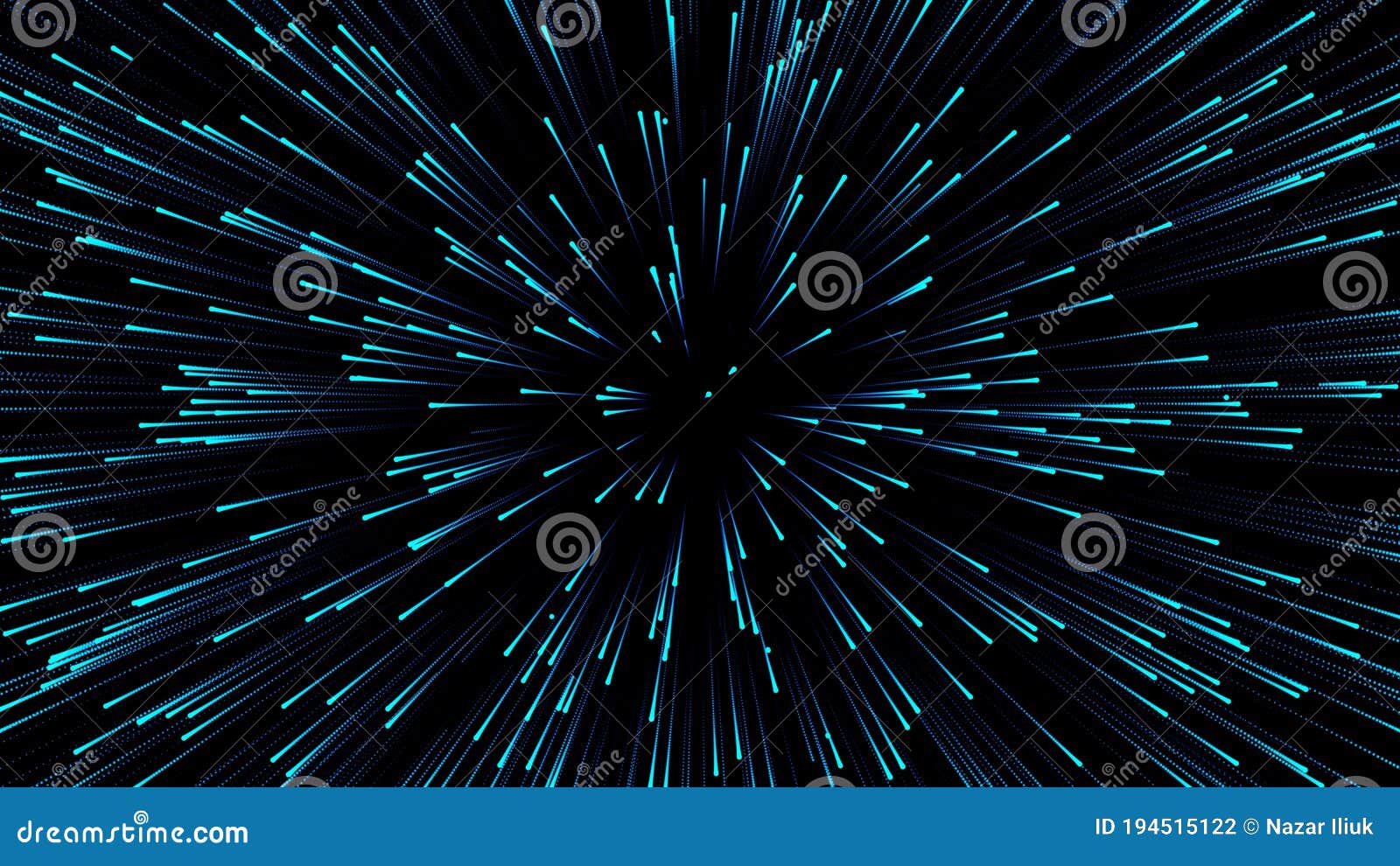 hyperjump in space. speed of light star wars. particle flow. 3d rendering