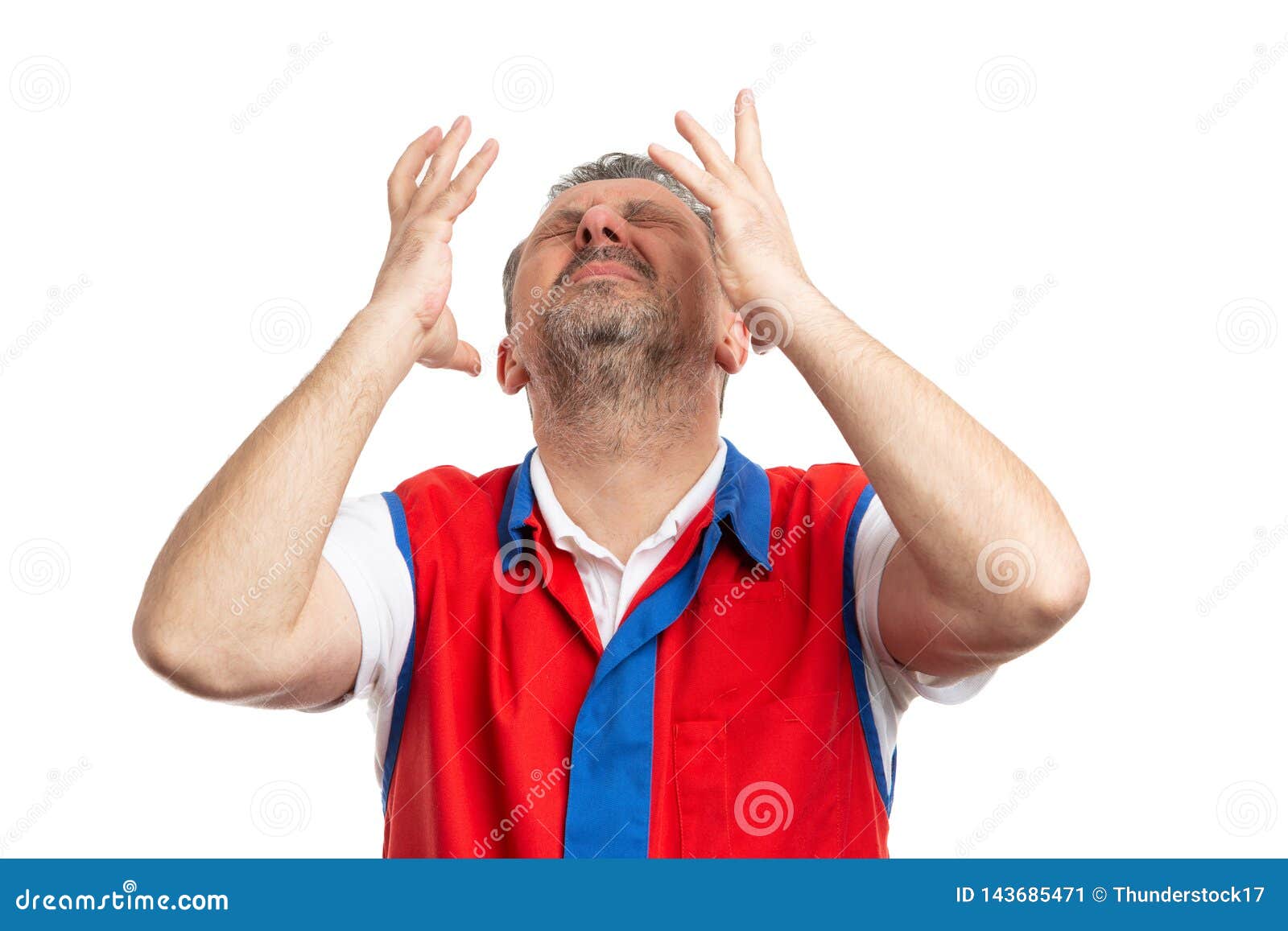 Hypermarket Worker With Headache Making Despaired Expression Stock Image Image Of Profession Despair