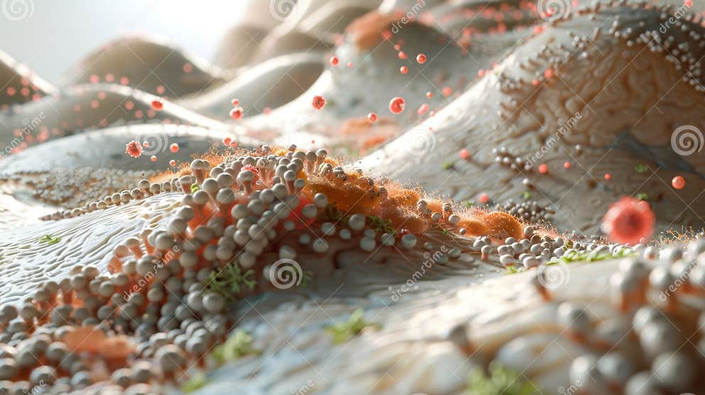 Hyperrealistic Depiction of a Skin Cross-section with Detailed Textures 