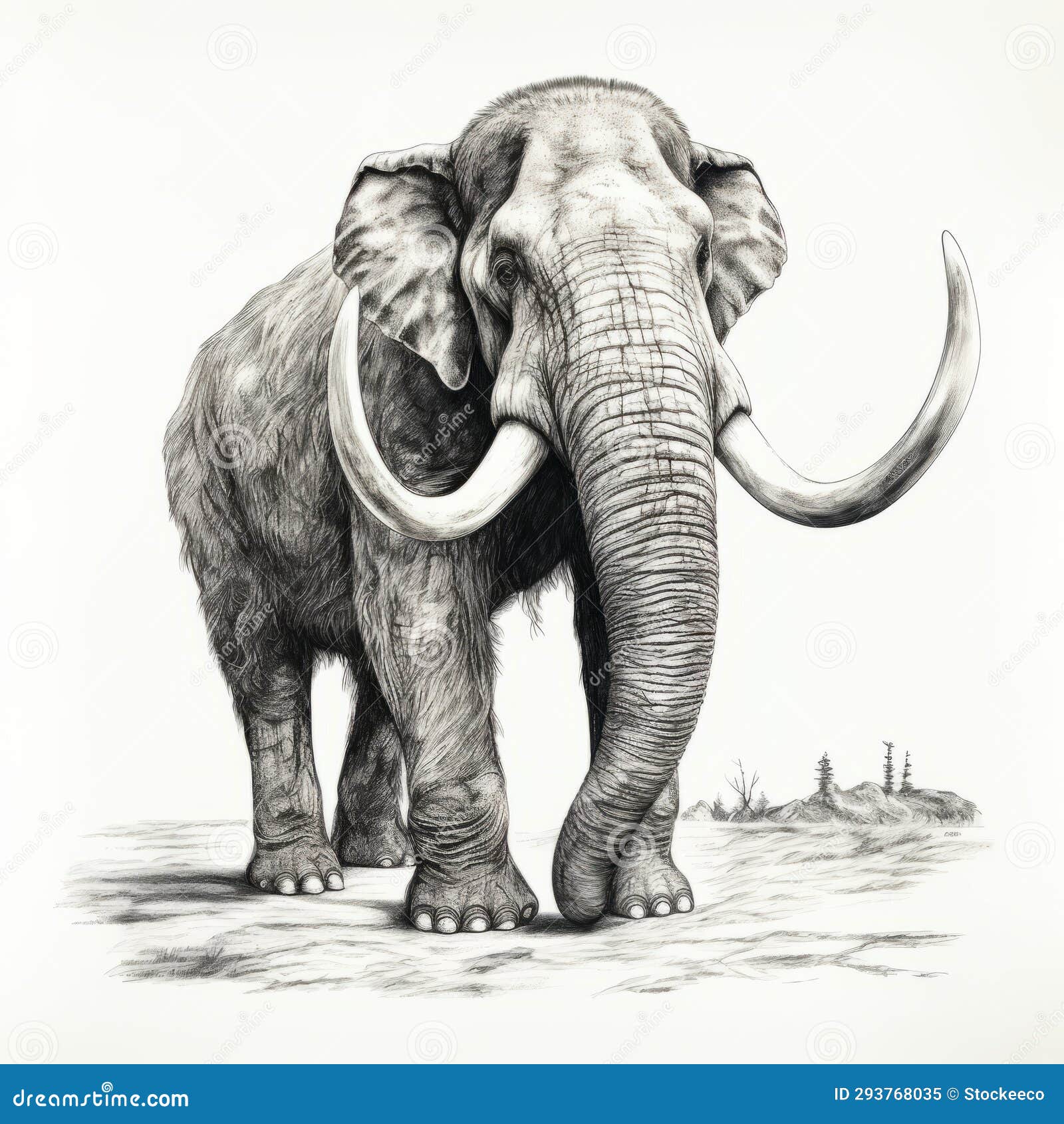 hyperrealistic pencil drawing of a majestic mammoth