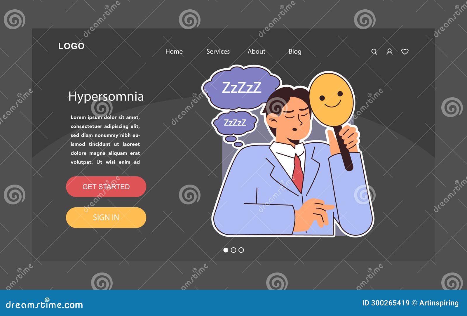 hypersomnia dark or night mode web, landing. excessive sleepiness neurological