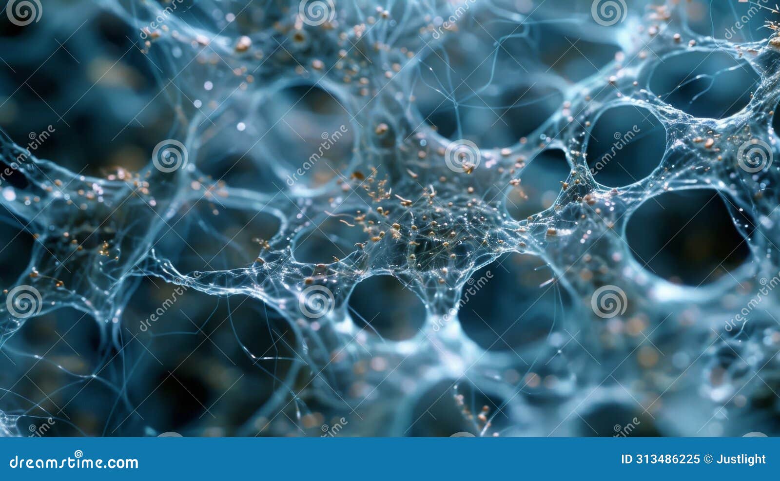 the hyphal network in this image appears to be actively growing with new filaments emerging from existing ones and