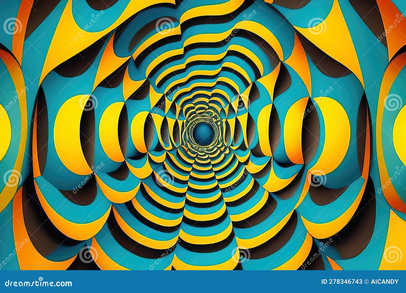 Hypnotic Optical Illusion Pattern with Repetitive Shapes and Vibrant