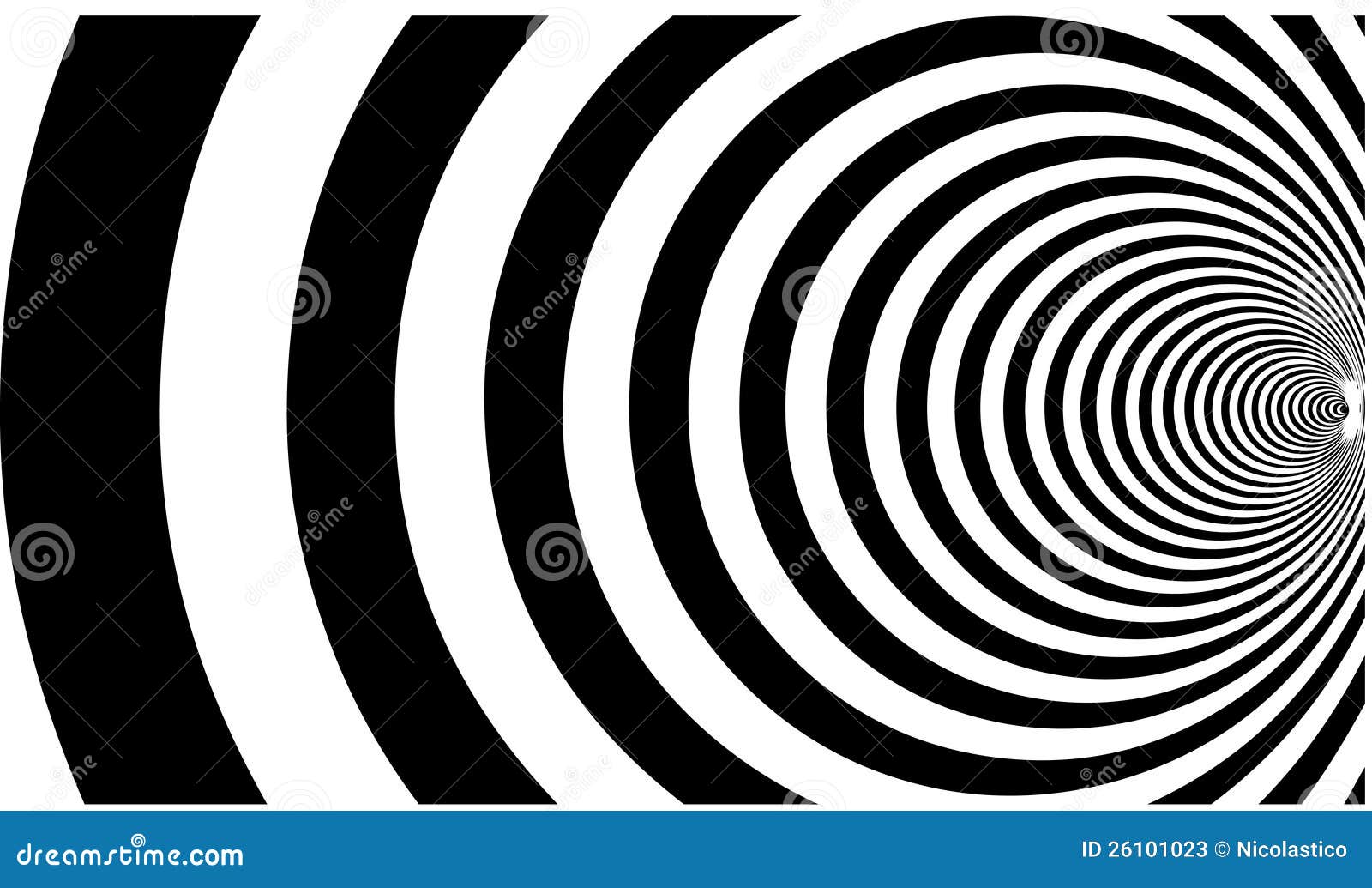 En illustrerad spiral hypnotisk modell som isoleras på en vit bakgrund.