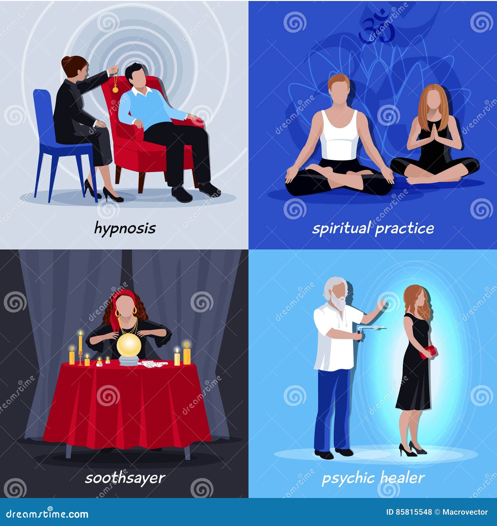 hypnotism extrasensory icon set