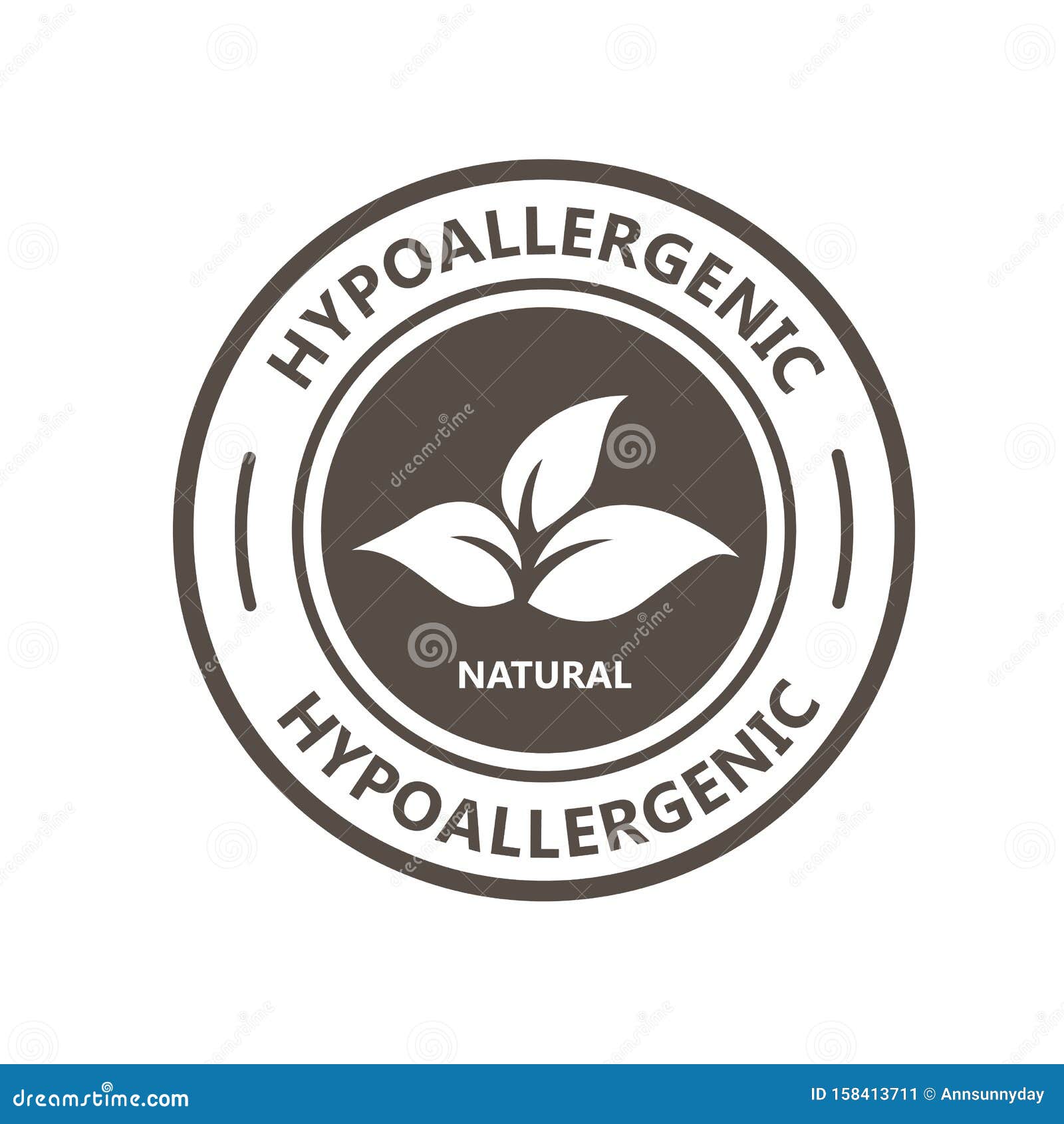 hypoallergenic product label with leaf - hypoallergenic tested stamp