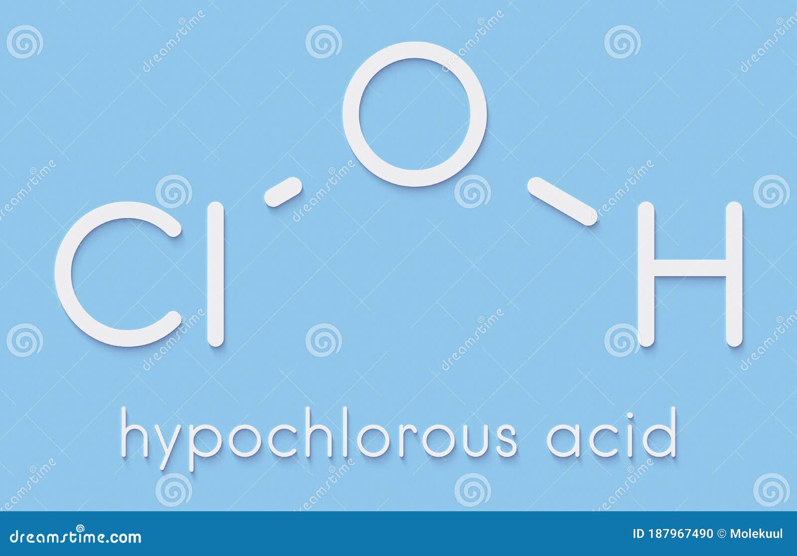 Hypochlorous Acid HClO Disinfectant Molecule. Formed when Chlorine is ...