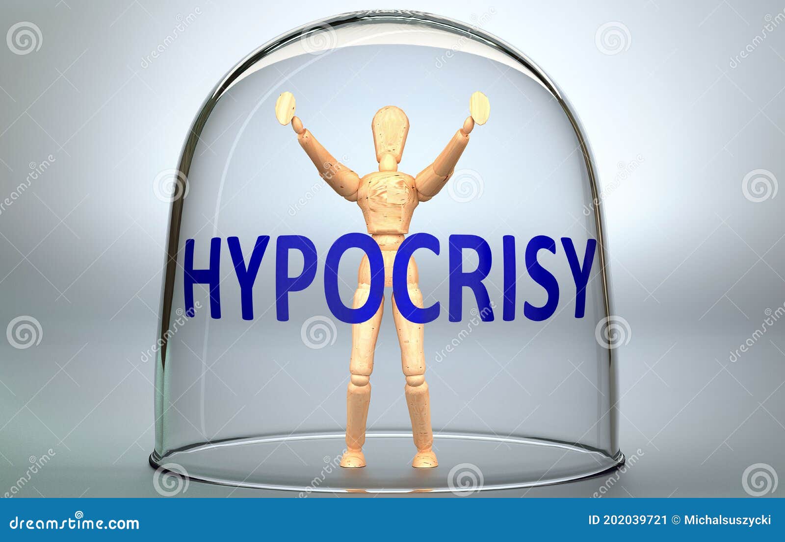 hypocrisy can separate a person from the world and lock in an invisible isolation that limits and restrains - pictured as a human