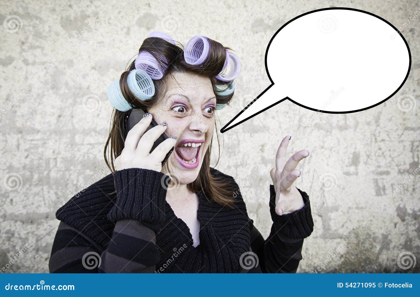 Hysterical woman phone stock image. Image of hairstyle 54271095