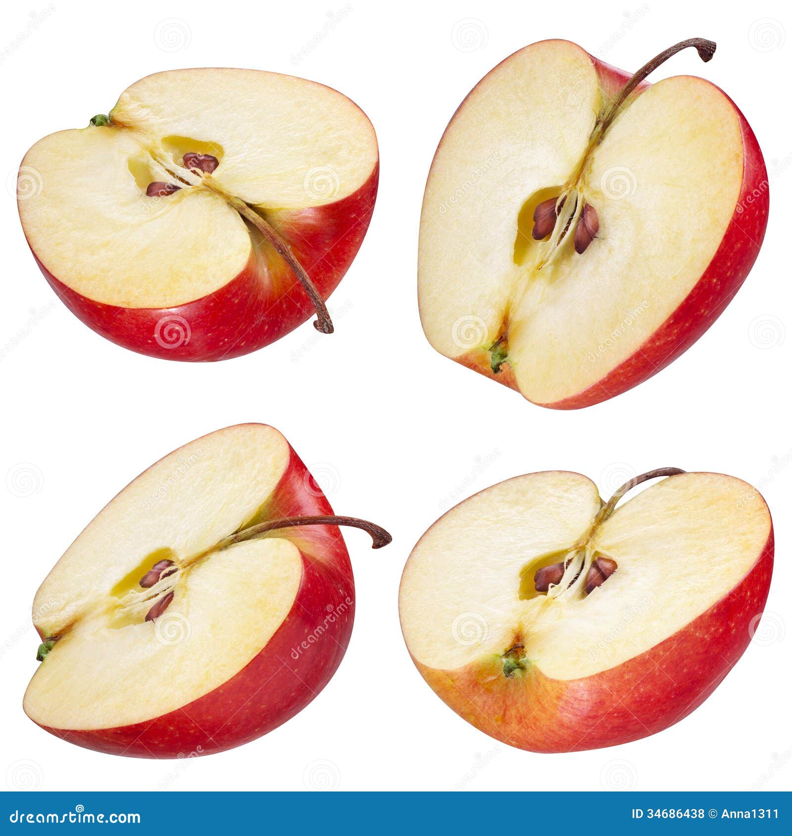 Яблоко разрезанное на 4 части