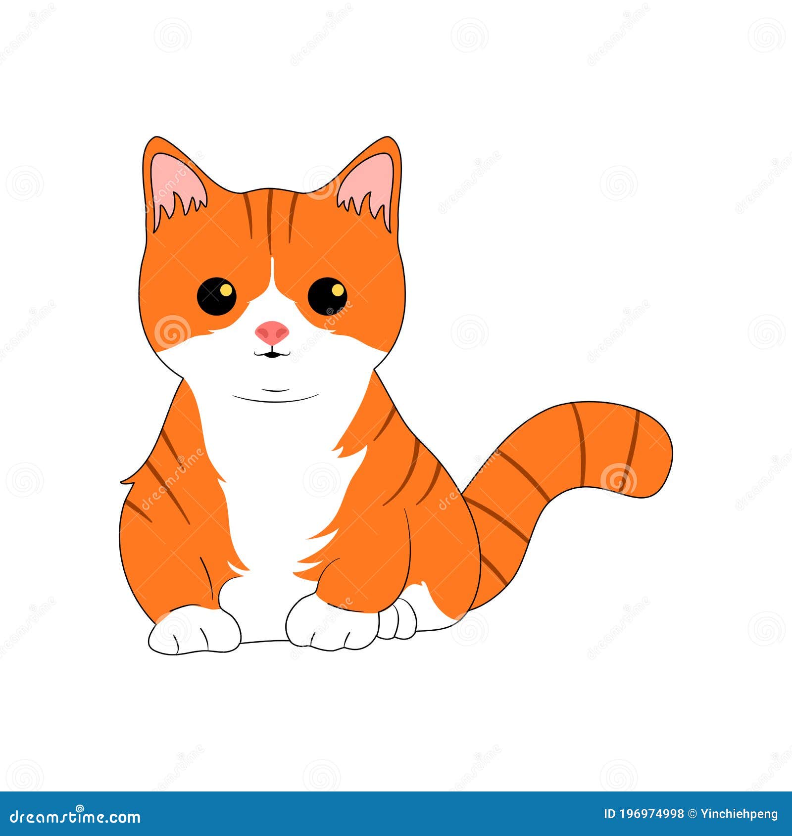 Cute Munchkin Cat Isolate On White Background. Cartoon Cat Kitten Icon Vector. Hand Drawn