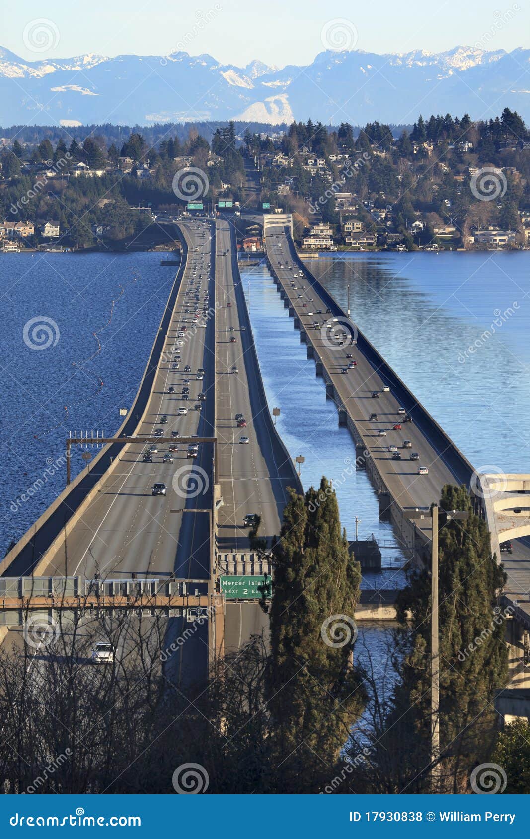 i-90 bridge bellevue snowy cascade mountains