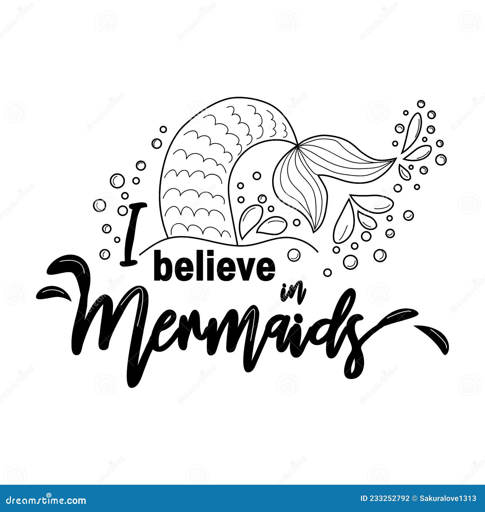 I Believe in Mermaids. Mermaid Tail Card with Water Splashes, Stars ...