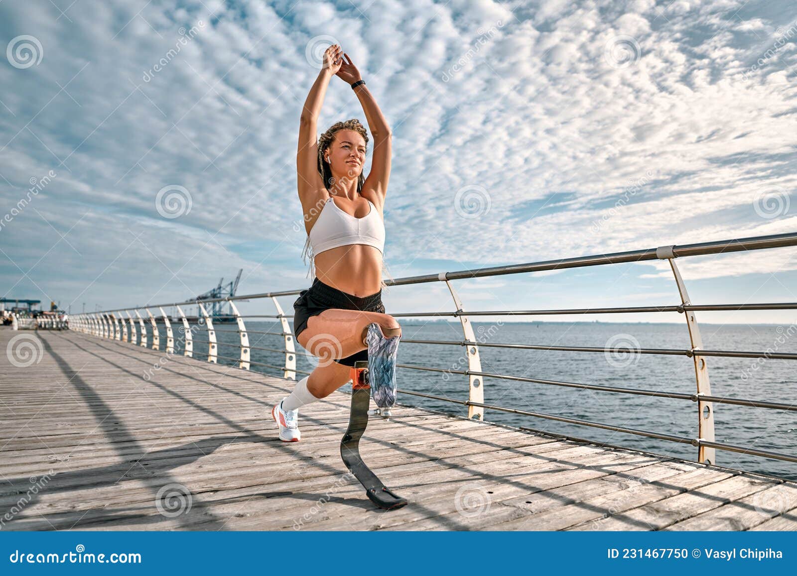 I Believe in Myself. Calm and Beautiful Disabled Athlete Woman in  Sportswear with Prosthetic Leg Standing in Yoga Pose on the Stock Photo -  Image of pleasure, fitness: 231467750