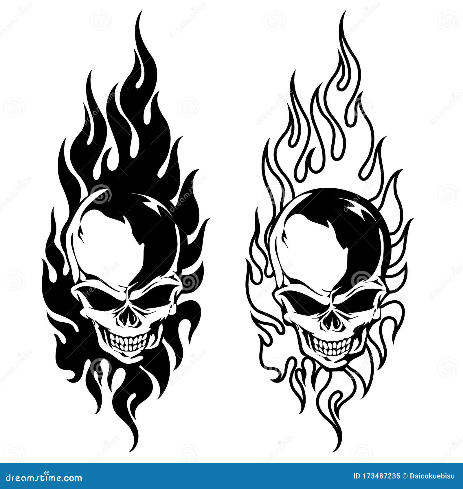 The Illustration Which Combined a Flame with the Skull, Stock Vector ...