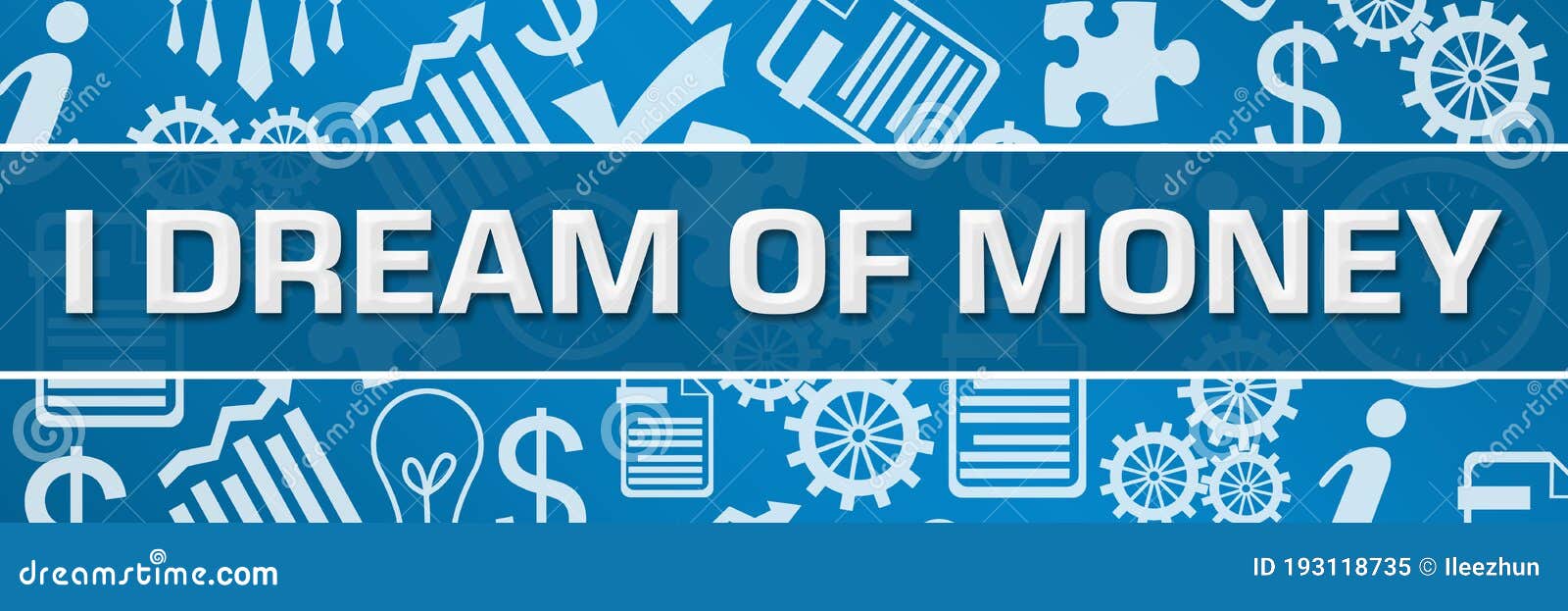 I Dream of Money Business Symbols Texture Blue Horizontal Stock