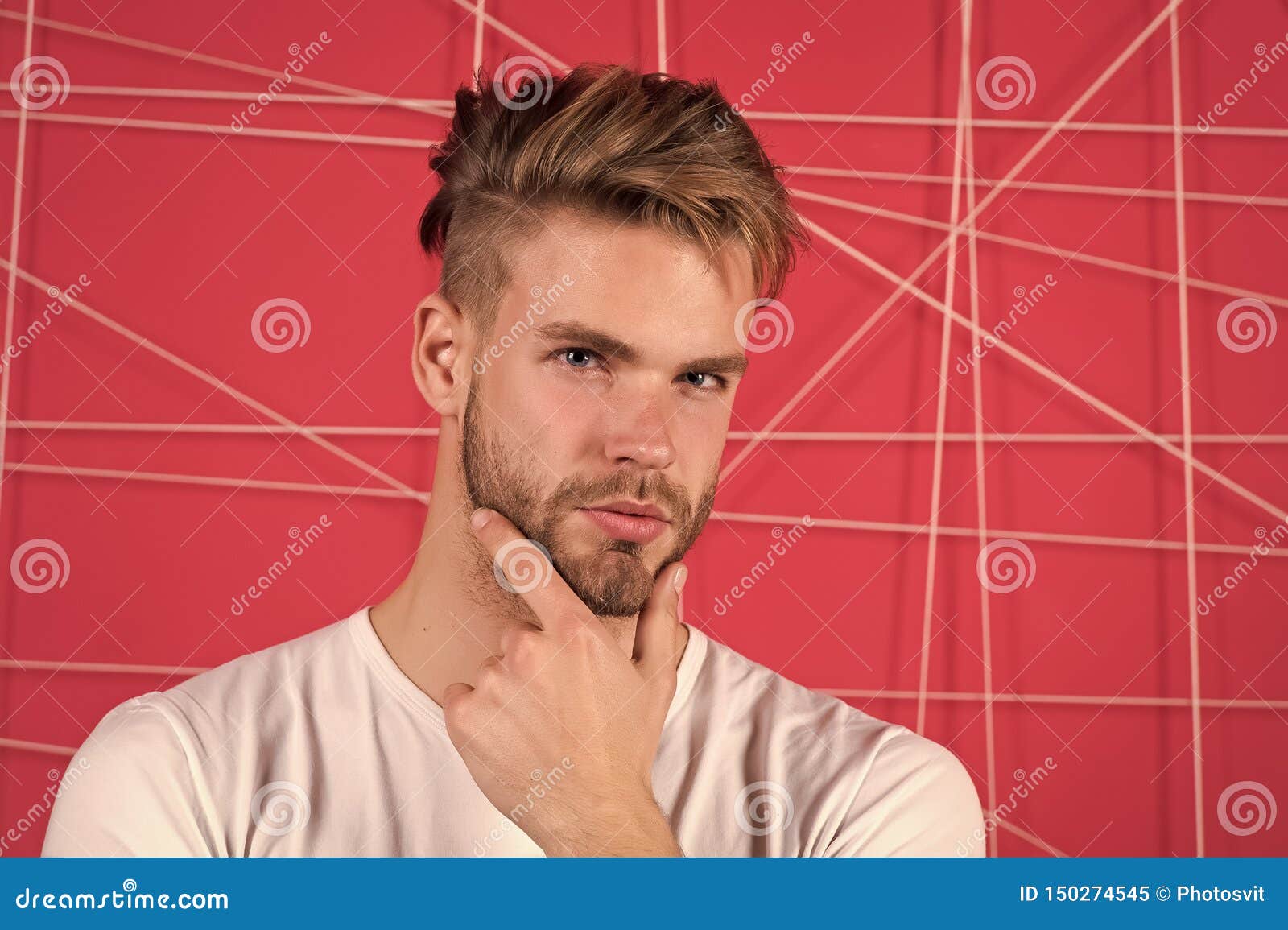 I Find the Ritual of Shaving Very Relaxing. Handsome Man Touch Beard Hair.  Man Needs Shaving Stock Image - Image of fashion, haircut: 150274545