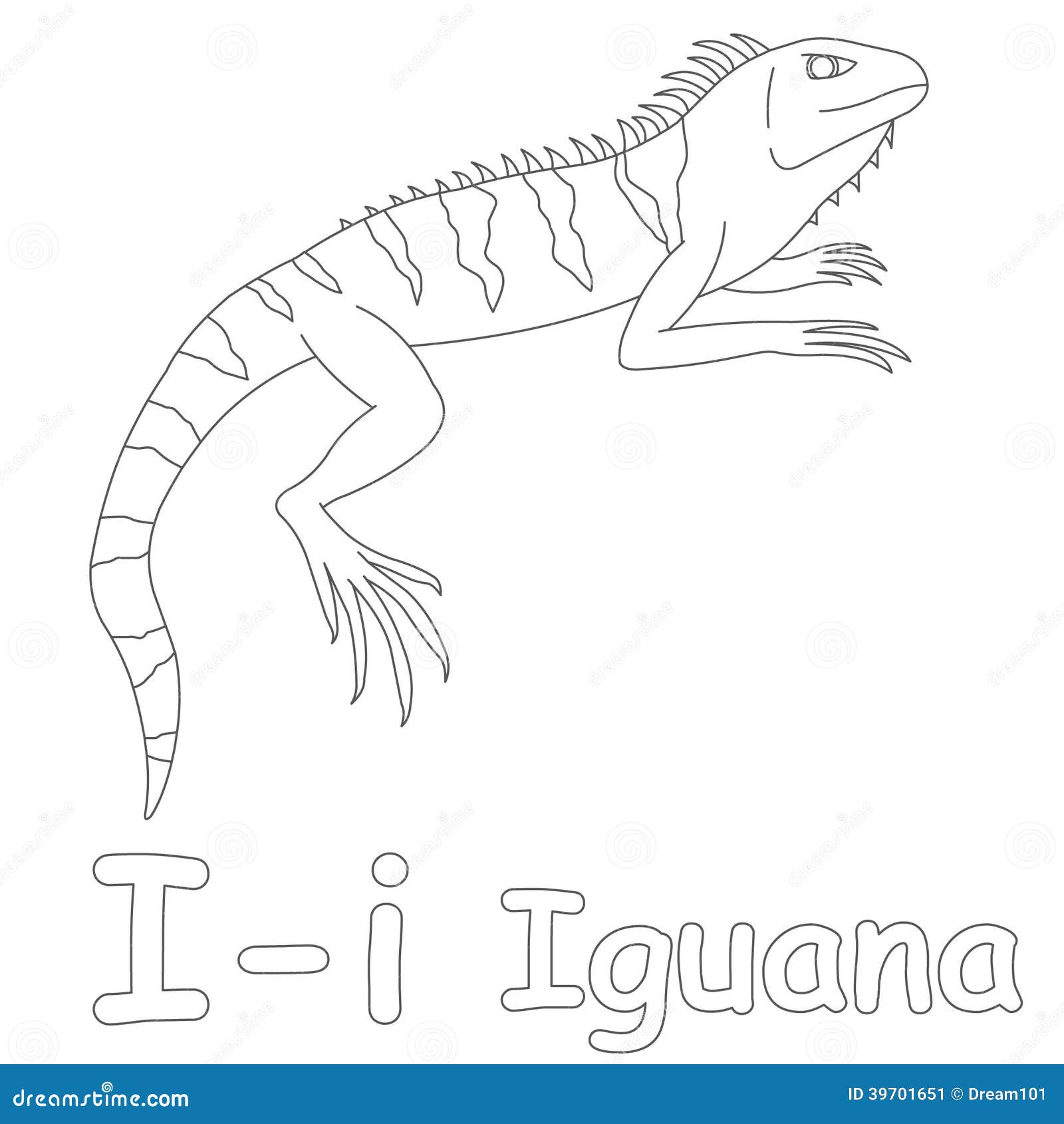 Download I for Iguana Coloring Page stock illustration ...