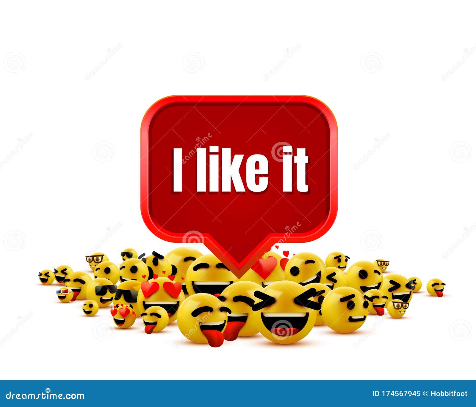I Like it Emoji Group Yellow Winking Face. Funny Cartoon Emoticon Icon. 3D  Illustration for Chat or Message Stock Vector - Illustration of happiness,  feeling: 174567945