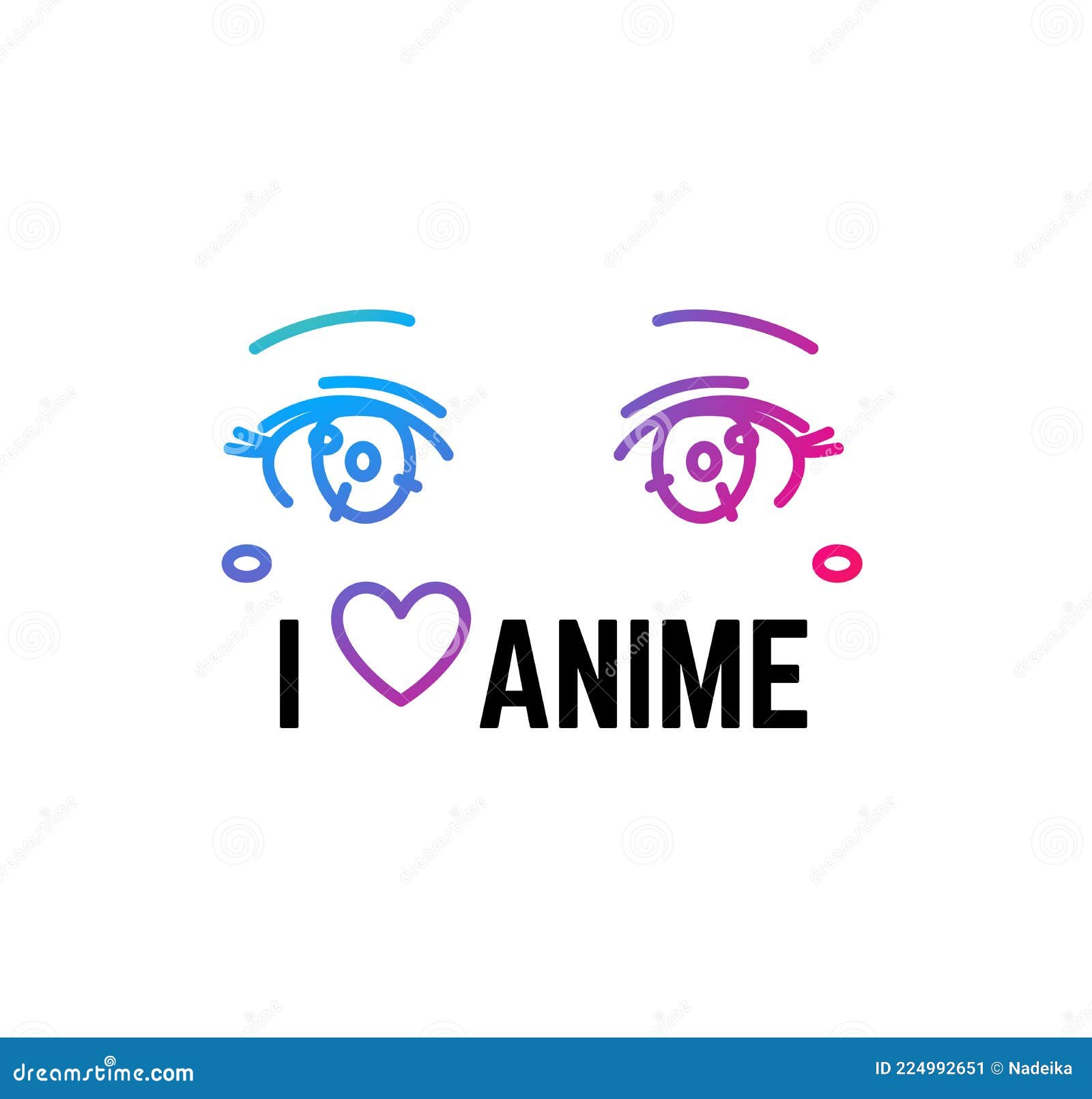 I love anime, manga sign stock vector. Illustration of header - 224992651
