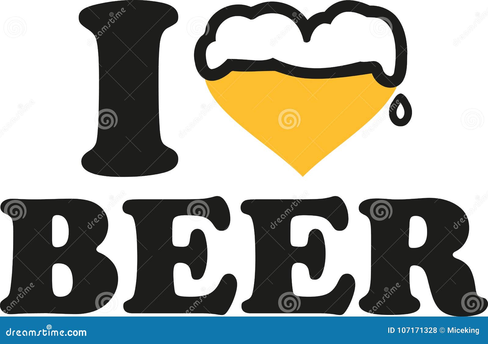 I Love Beer with Beer Heart Stock Vector Illustration of heart