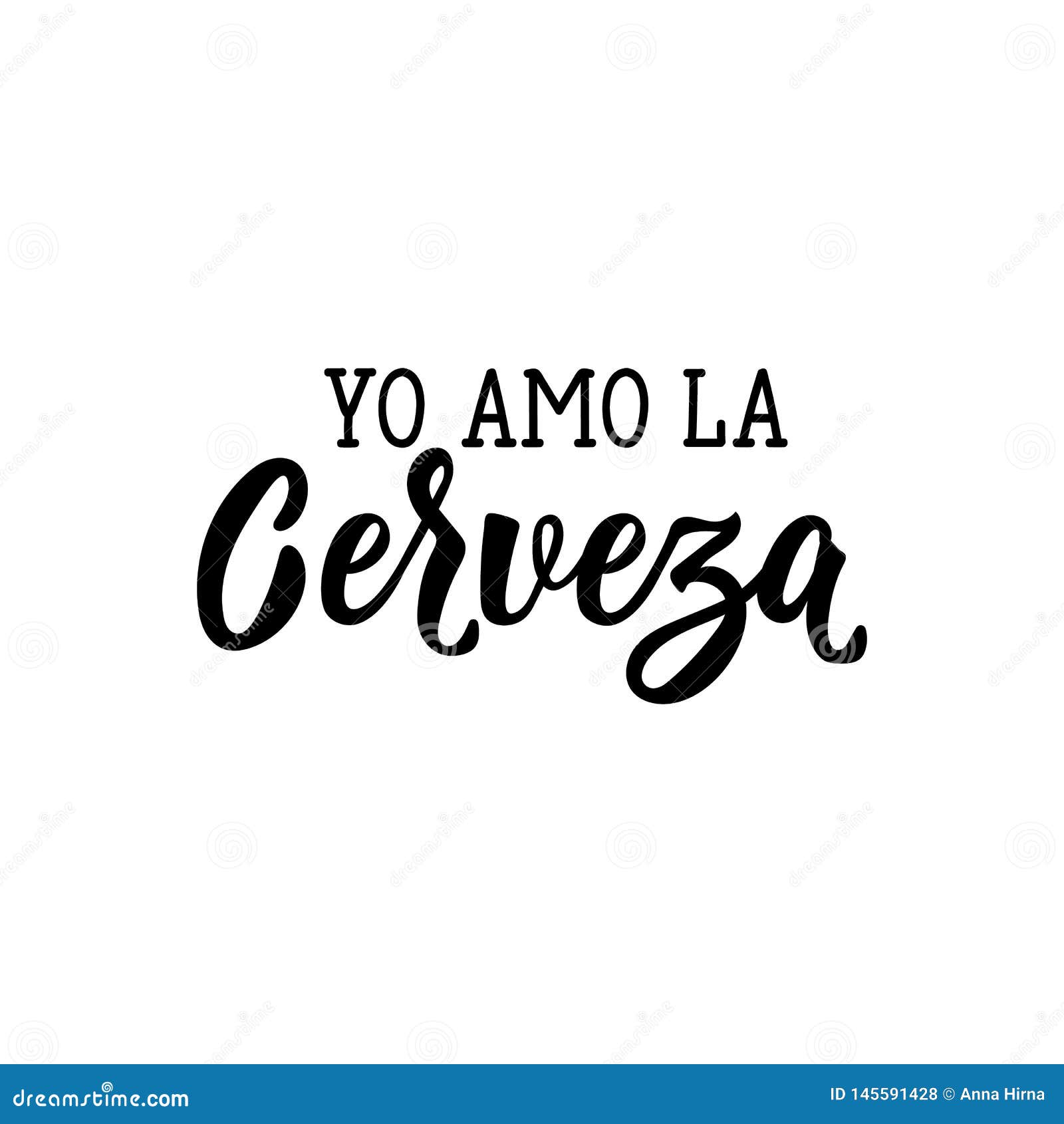 i love beer - in spanish. lettering. ink . modern brush calligraphy. yo amo la cerveza