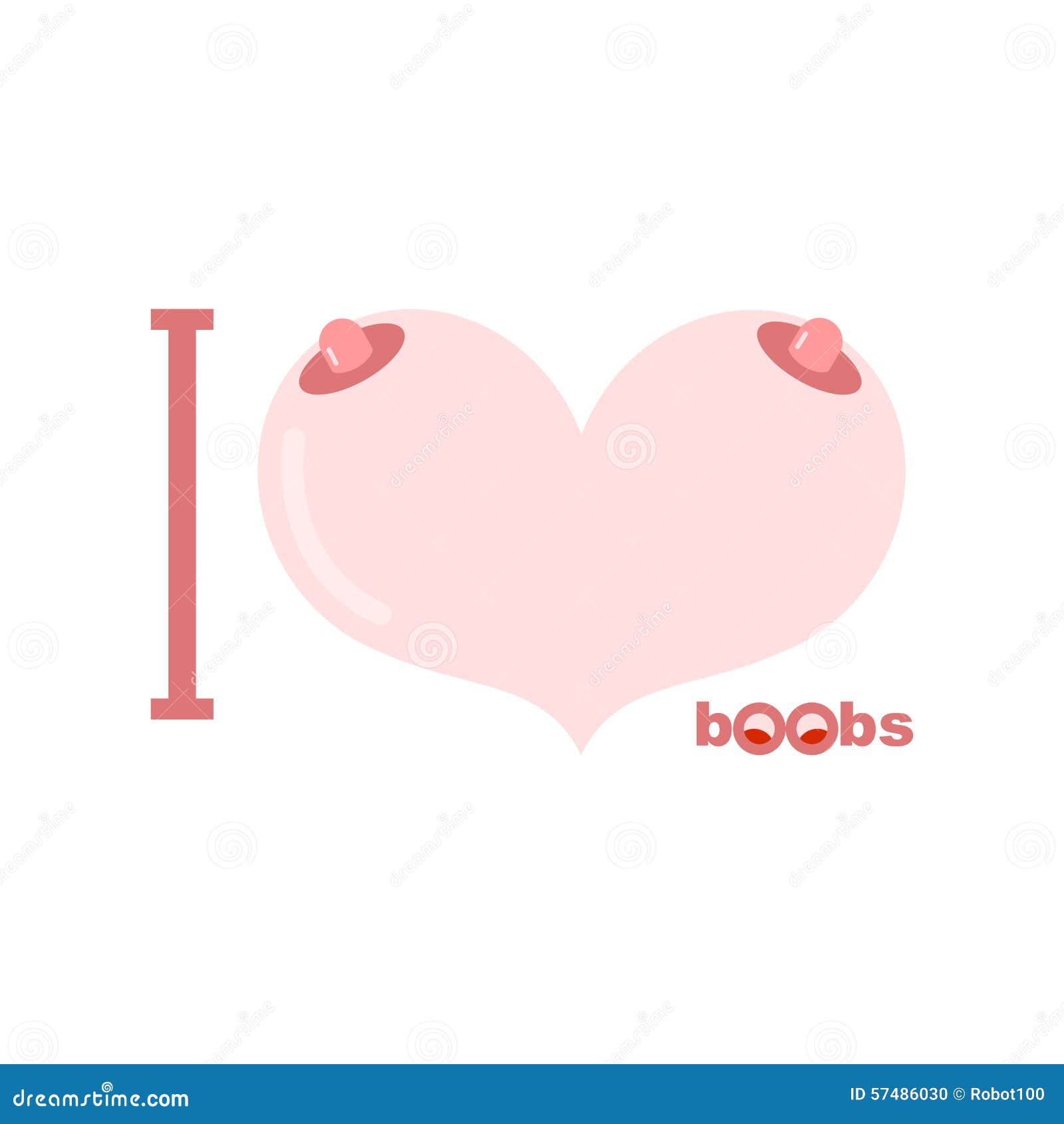 I Love Boobs. Symbol of Heart of Tits Stock Vector - Illustration