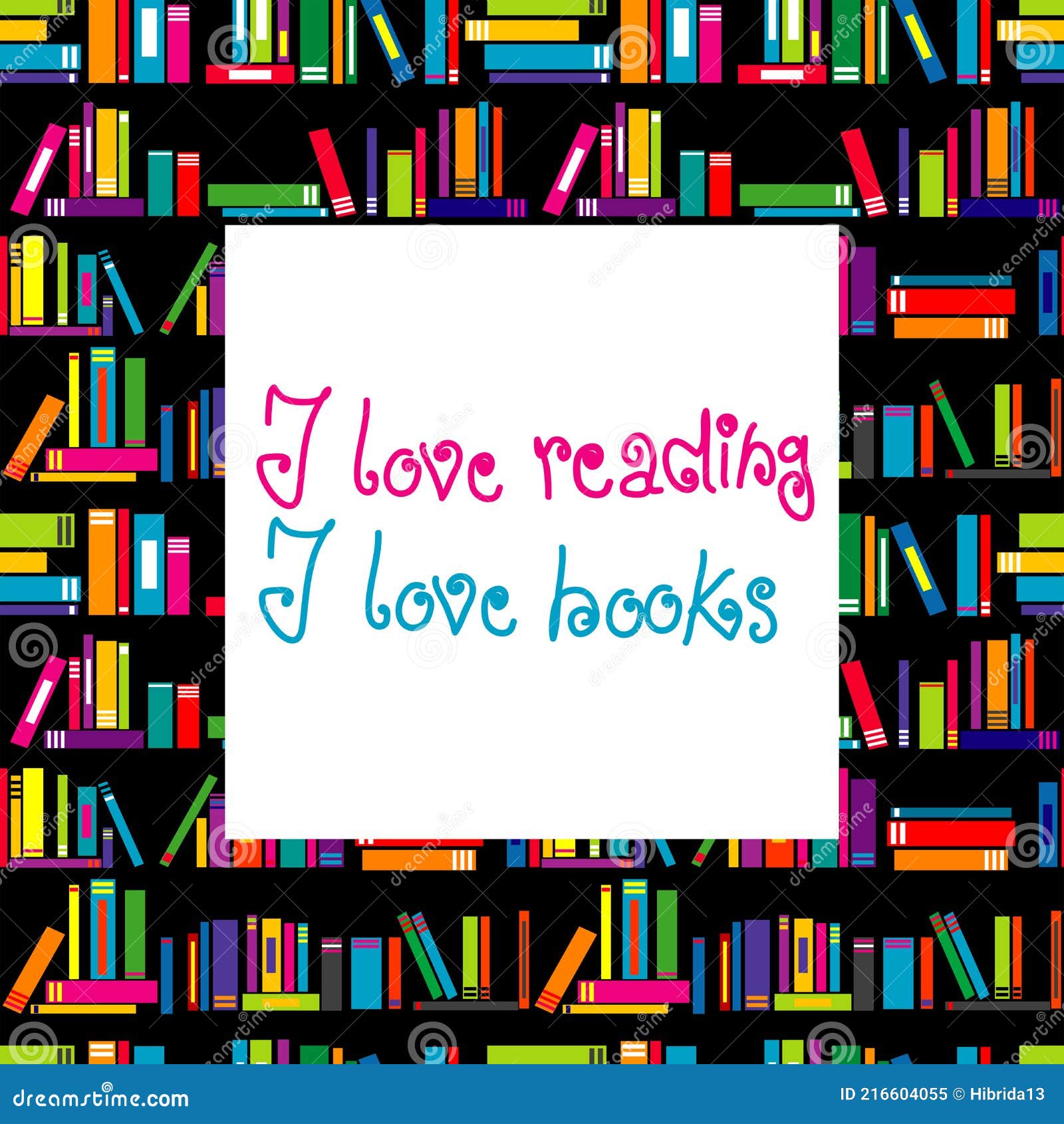 I Love Books and I Love Reading Concept Stock Vector Illustration of