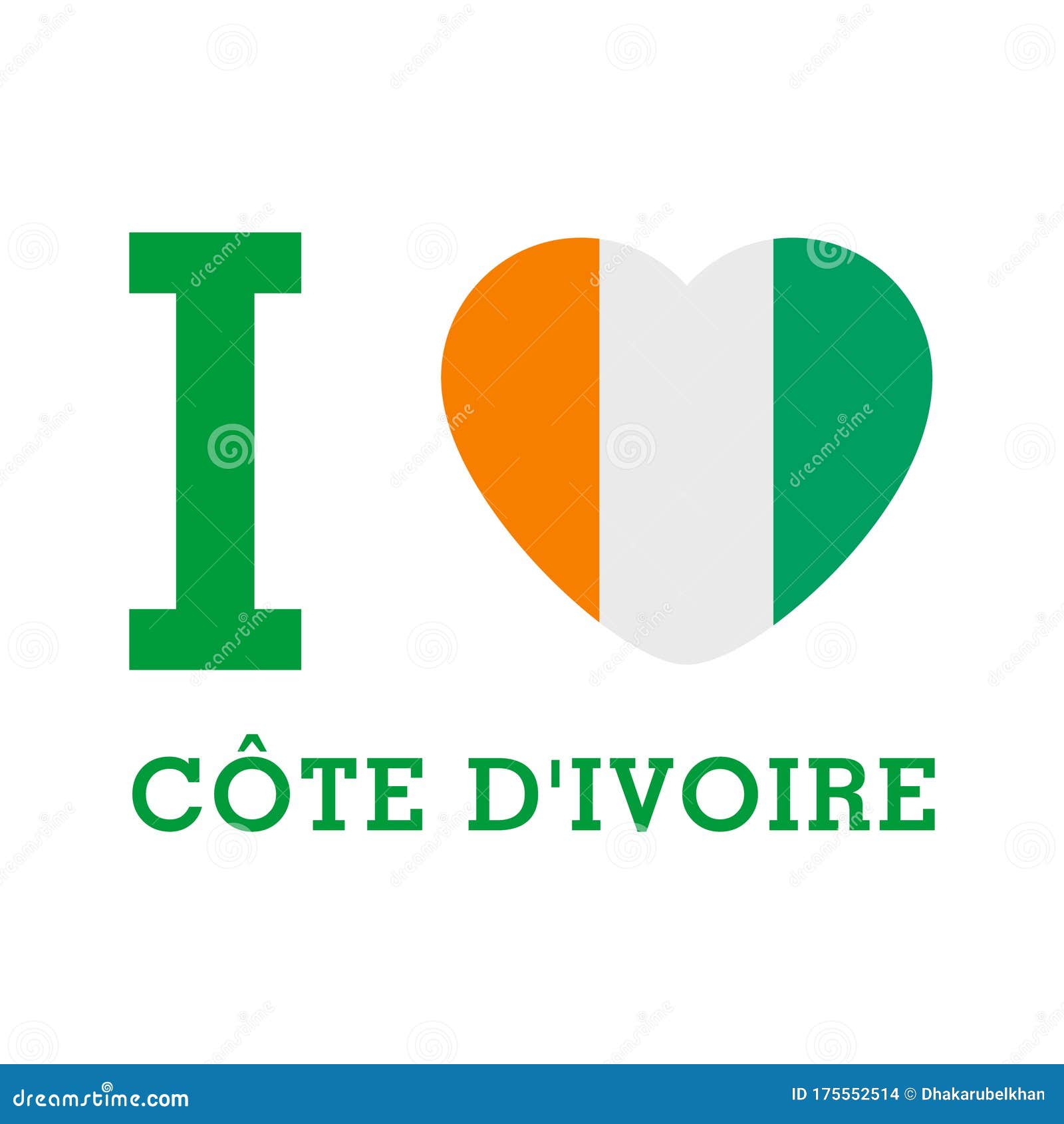 I Love CÃ´te D`Ivoire with Heart Flag Shape Vector Stock Vector