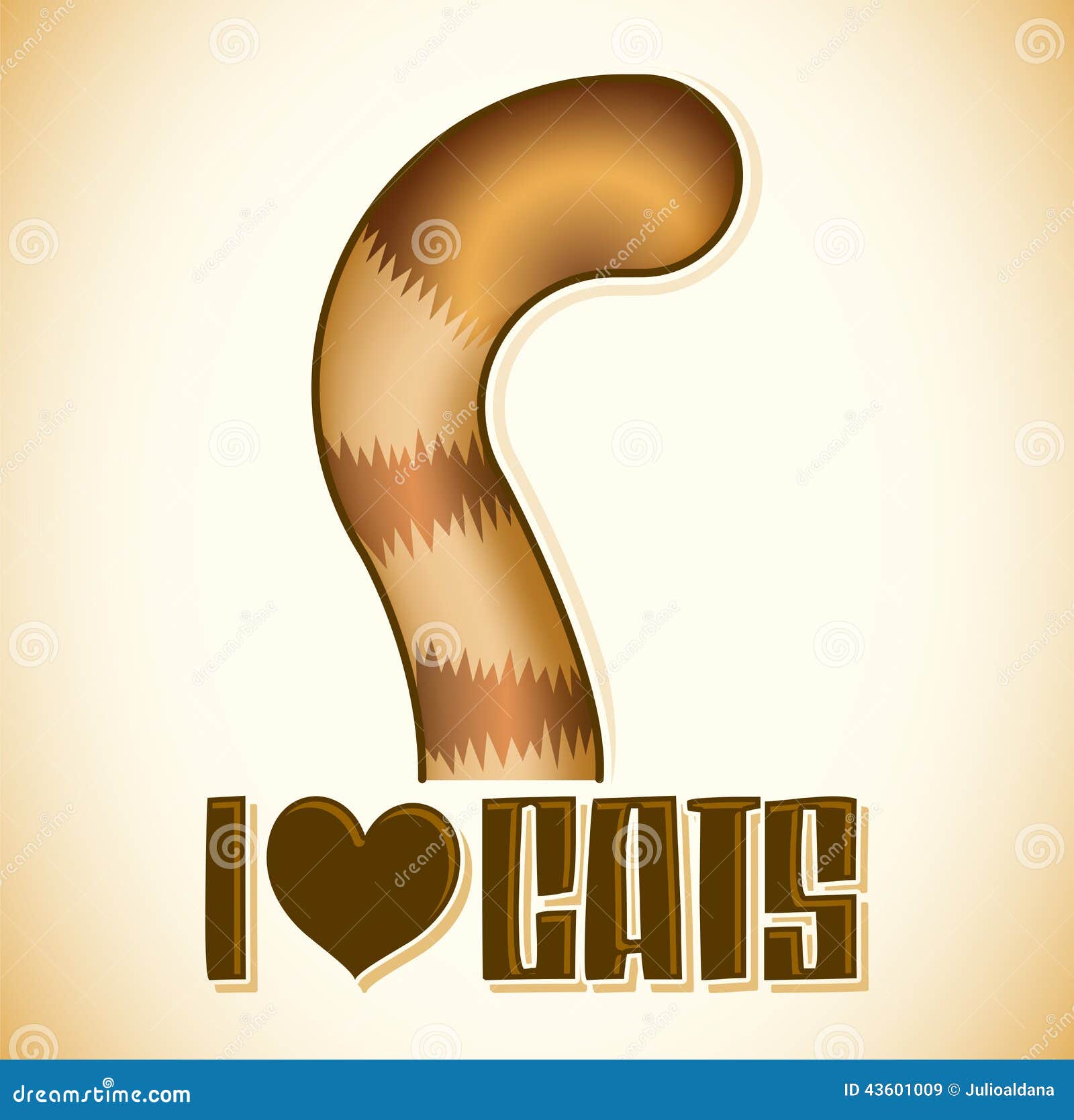 I Love Cats Vector Lettering, Cat Tail Icon - Emblem Stock Vector