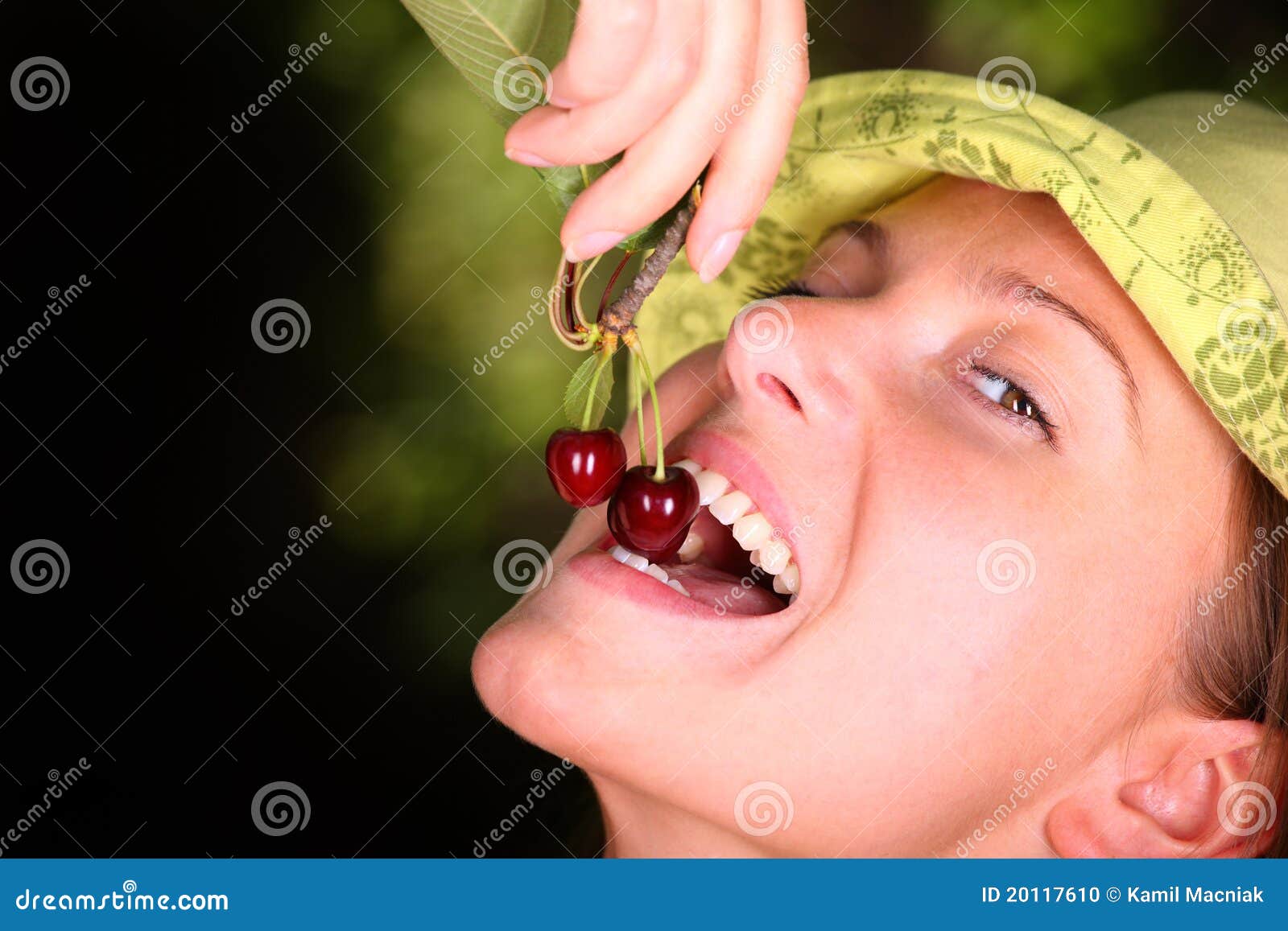 I love cherries! stock photo. Image of food, eating, background 20117610