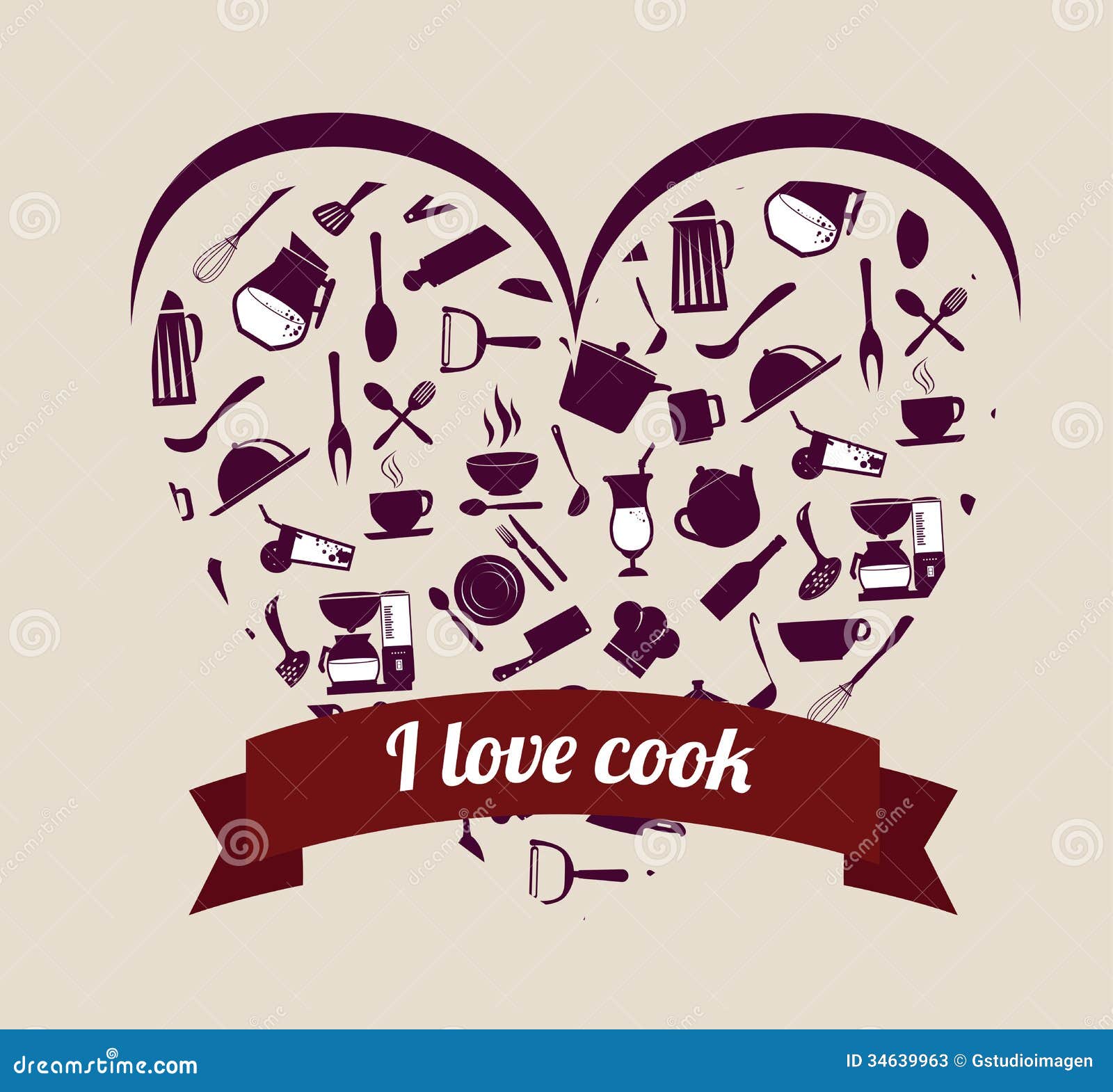 I love cook stock vector. Illustration of knife, dish 34639963