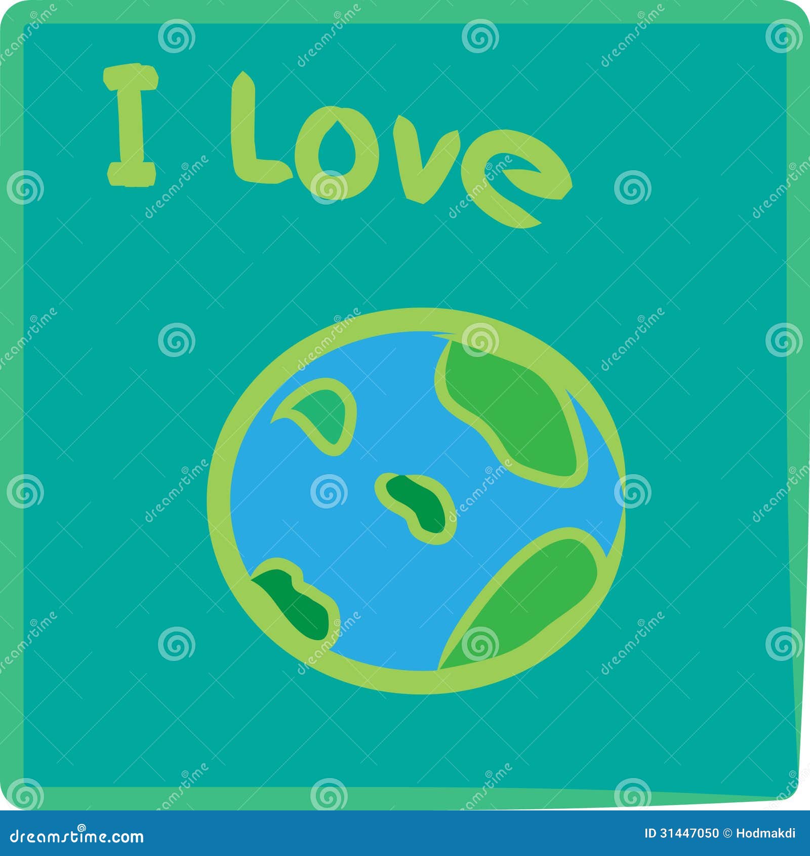 Love Earth Poster Made Of Square Illustrations Cartoon Vector