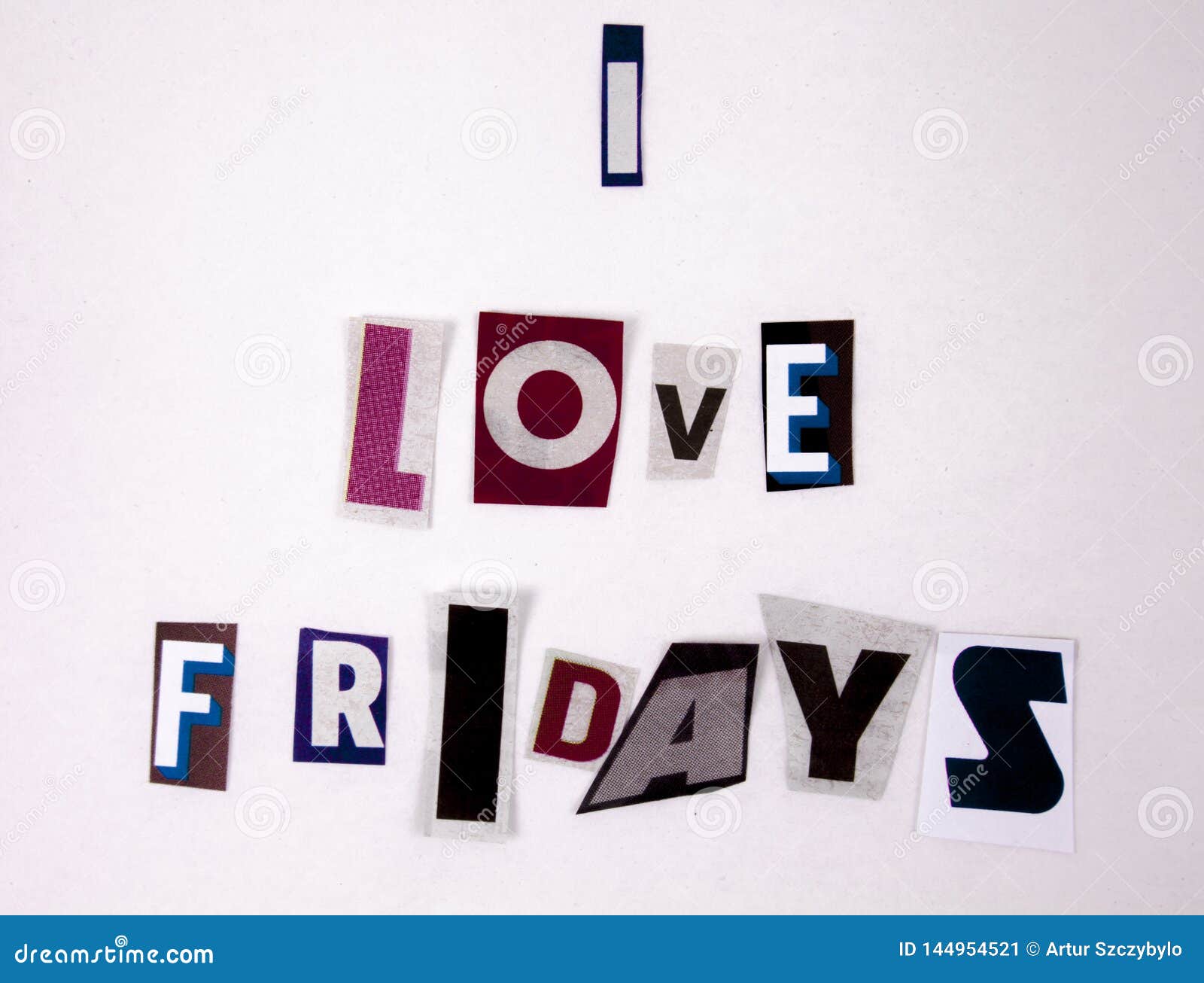 I Love Friday - Sign from Magazine Letters for Business Stress Stock ...