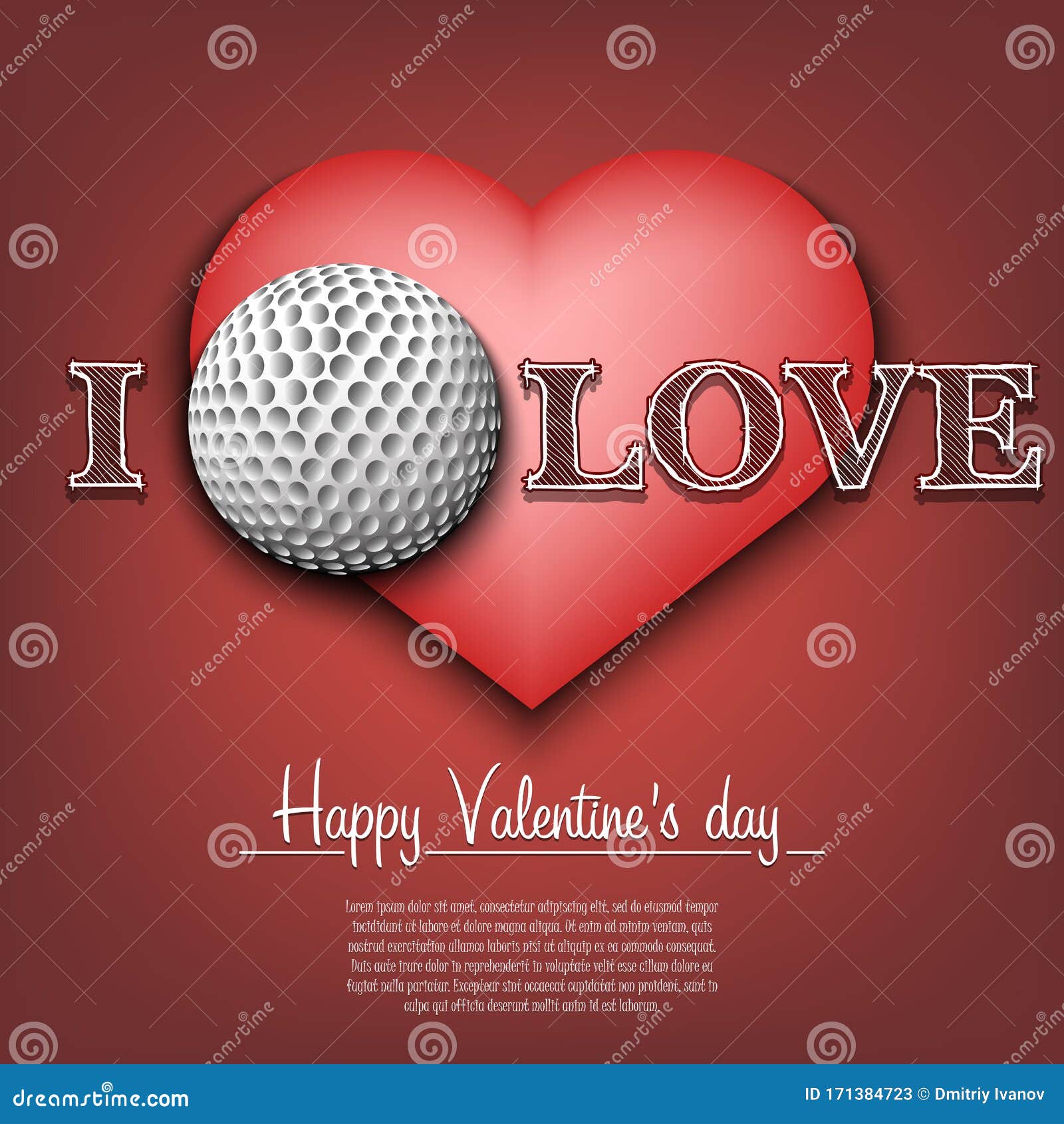 Download I Love Golf. Happy Valentines Day Stock Vector ...