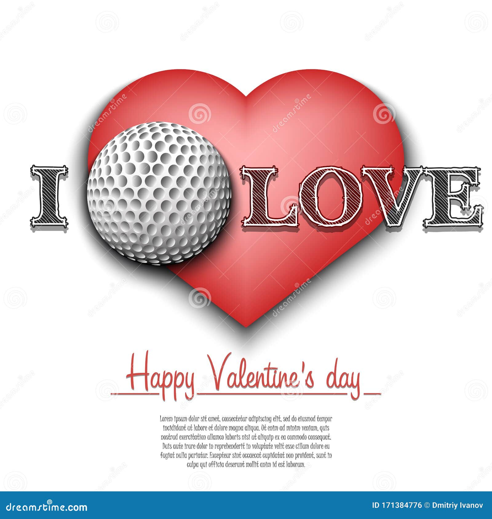 I Love Golf. Happy Valentines Day Stock Vector ...