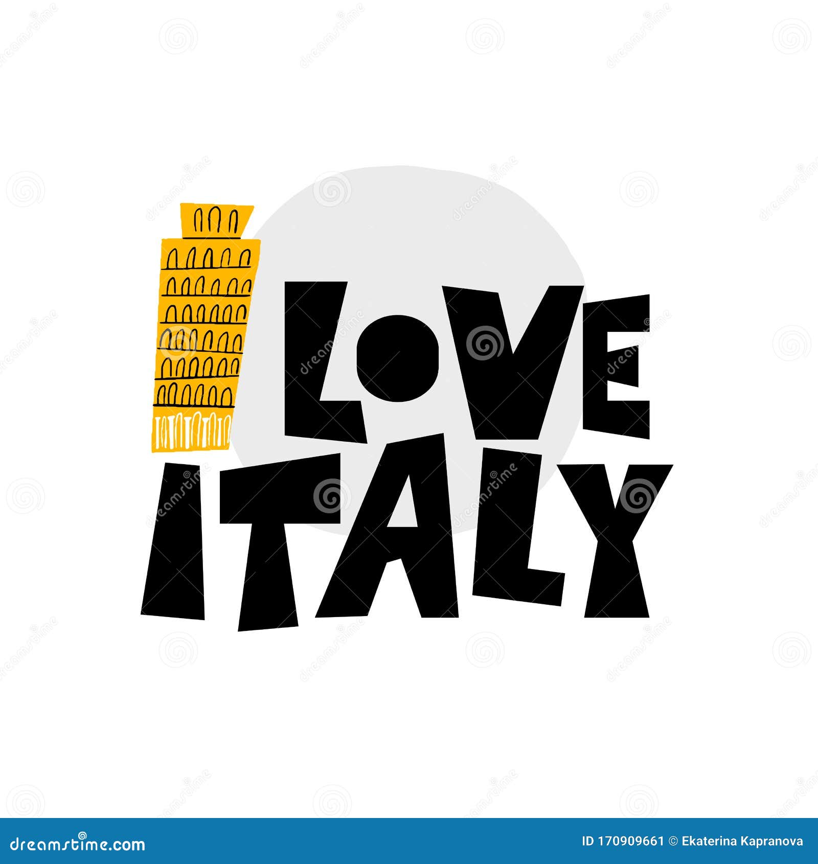i love italy. tower of piza. italian tourists attraction and .  . greeting card, poster, banner.