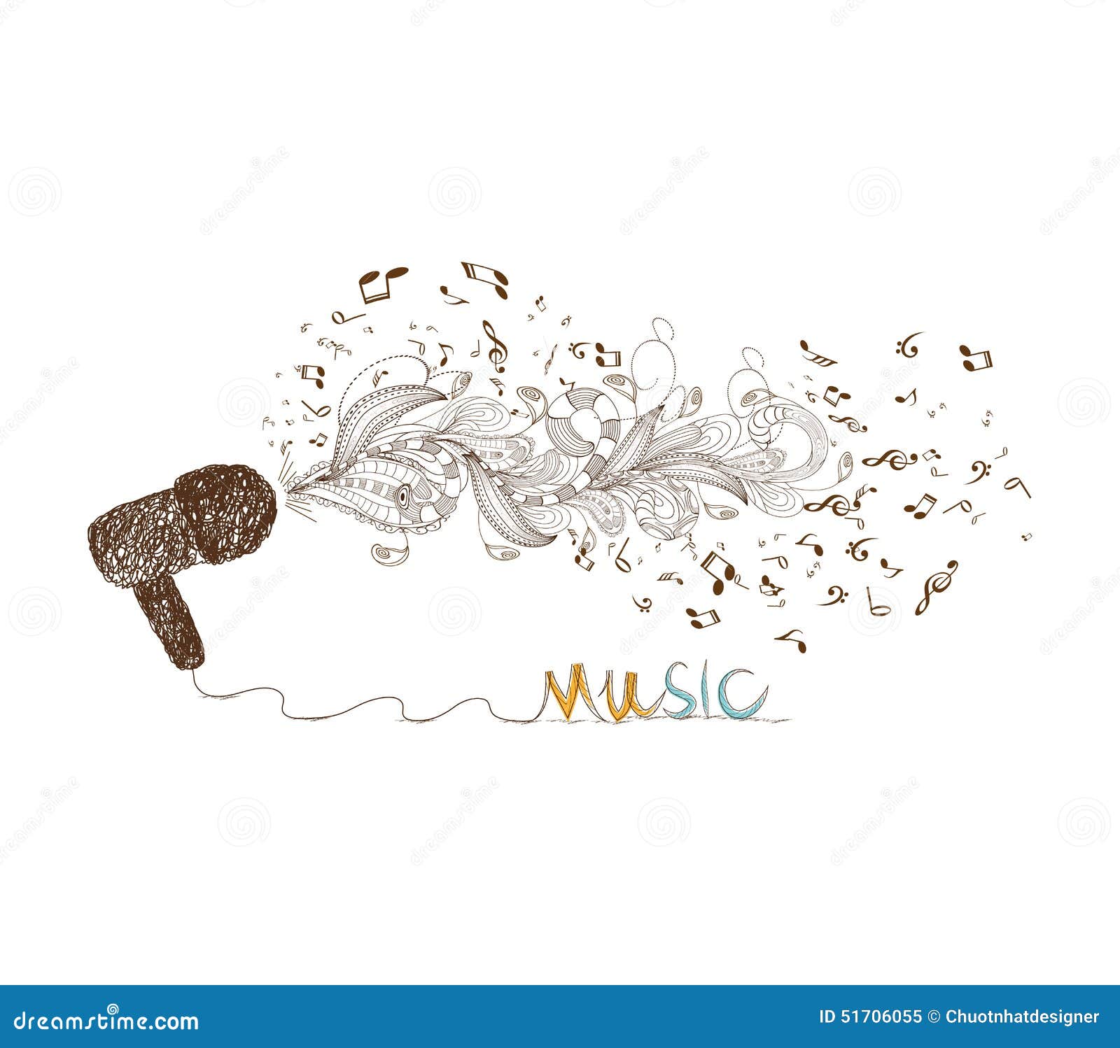 I Love Music Doodle Art Stock Vector Illustration Of Plug 51706055