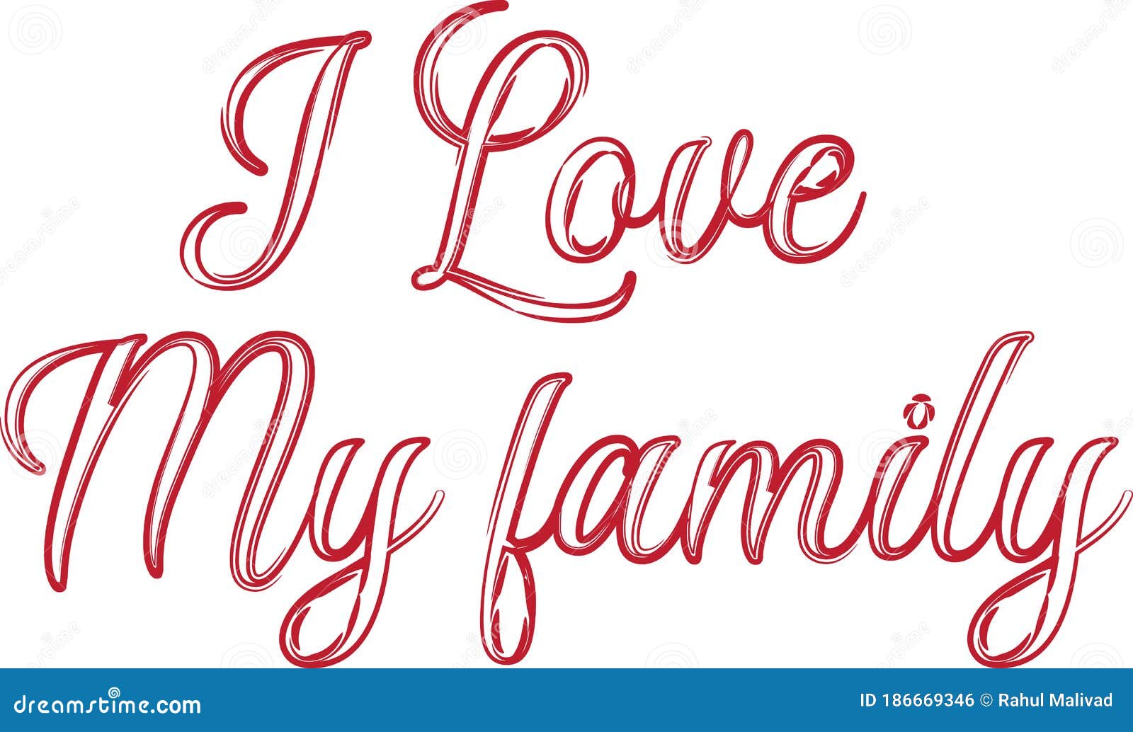 I love my family text  stock vector Illustration of mother 