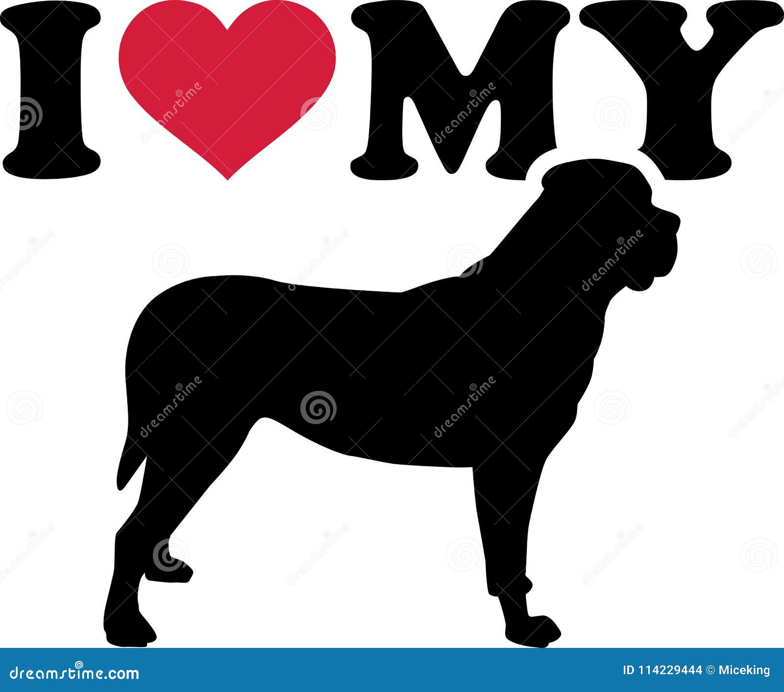 Download I Love My Mastiff Silhouette Stock Vector - Illustration ...