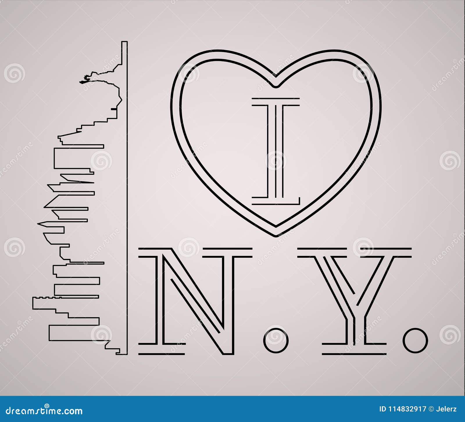 Download I Love New York Skyline And Landmarks Silhouette, Black And White Design, Vector Illustration ...